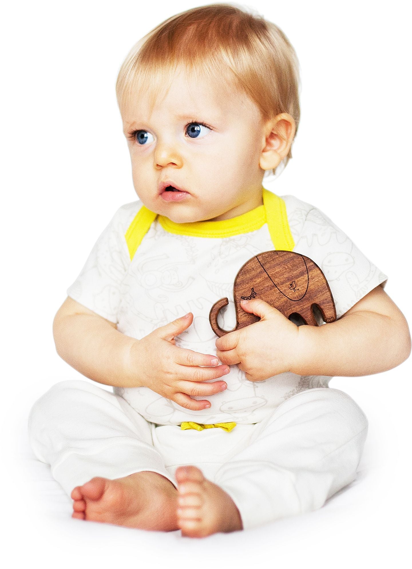 2 pc. Baby Organic Knit and Wood stroller and play toys - Image 6