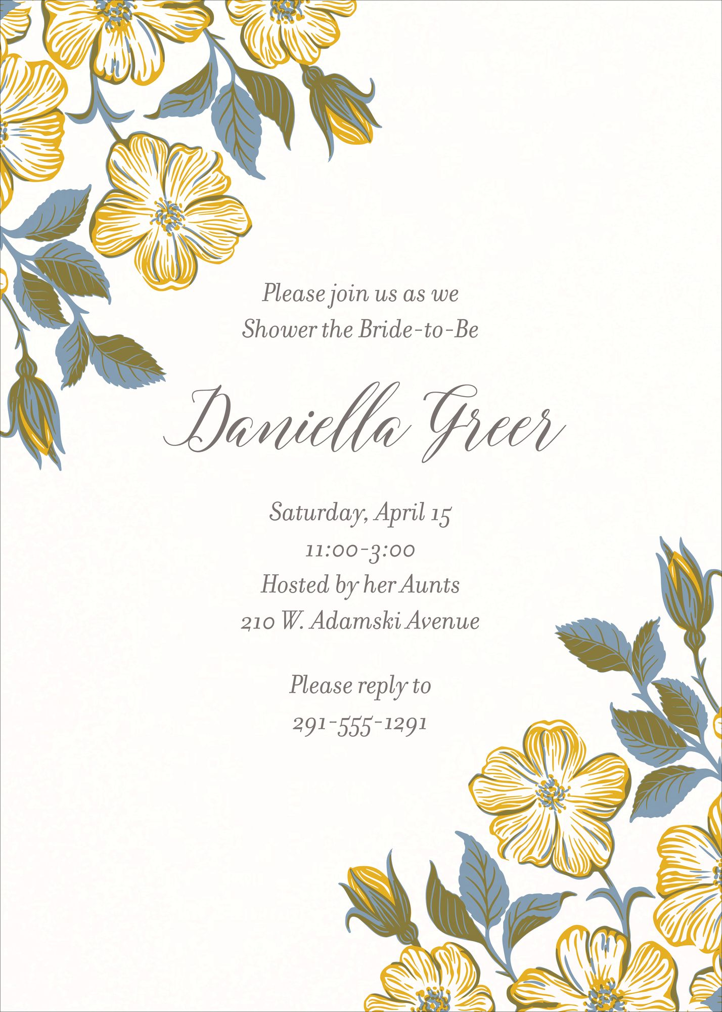 Alternative view of Dogwood Bunch Bridal Shower Invitation