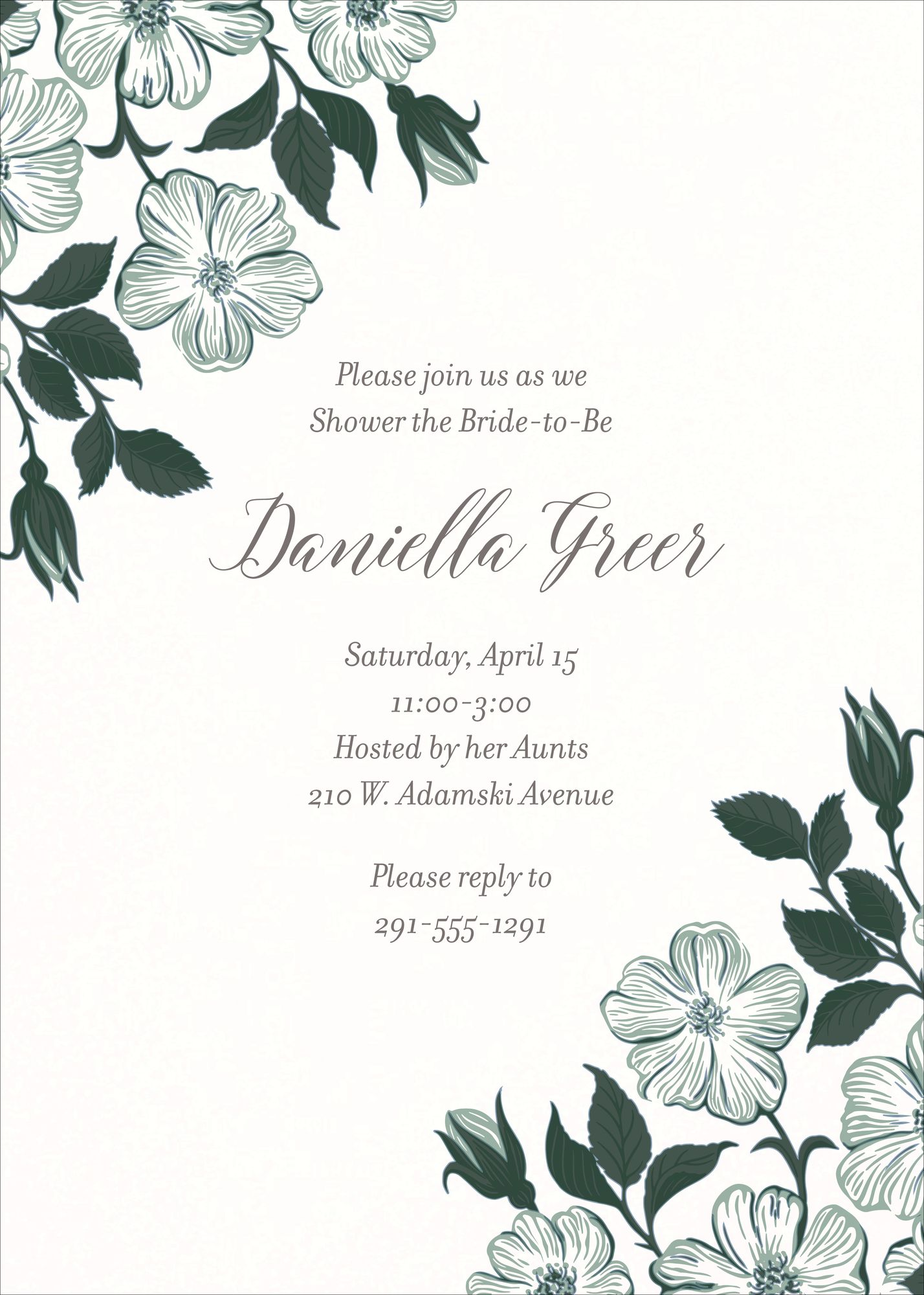 Dogwood Bunch Bridal Shower Invitation - Image 3