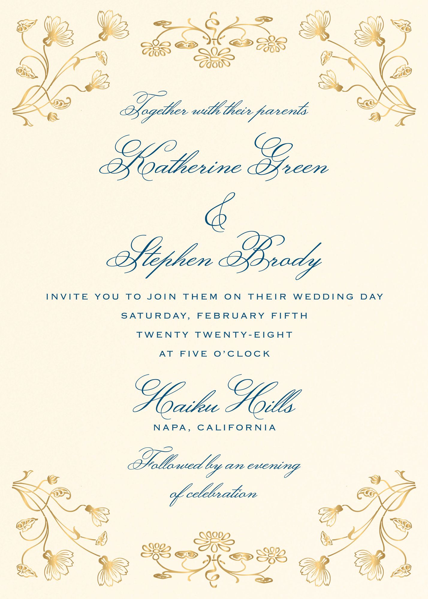Alternative view of Nouveau Poppy Foil Wedding Invitation