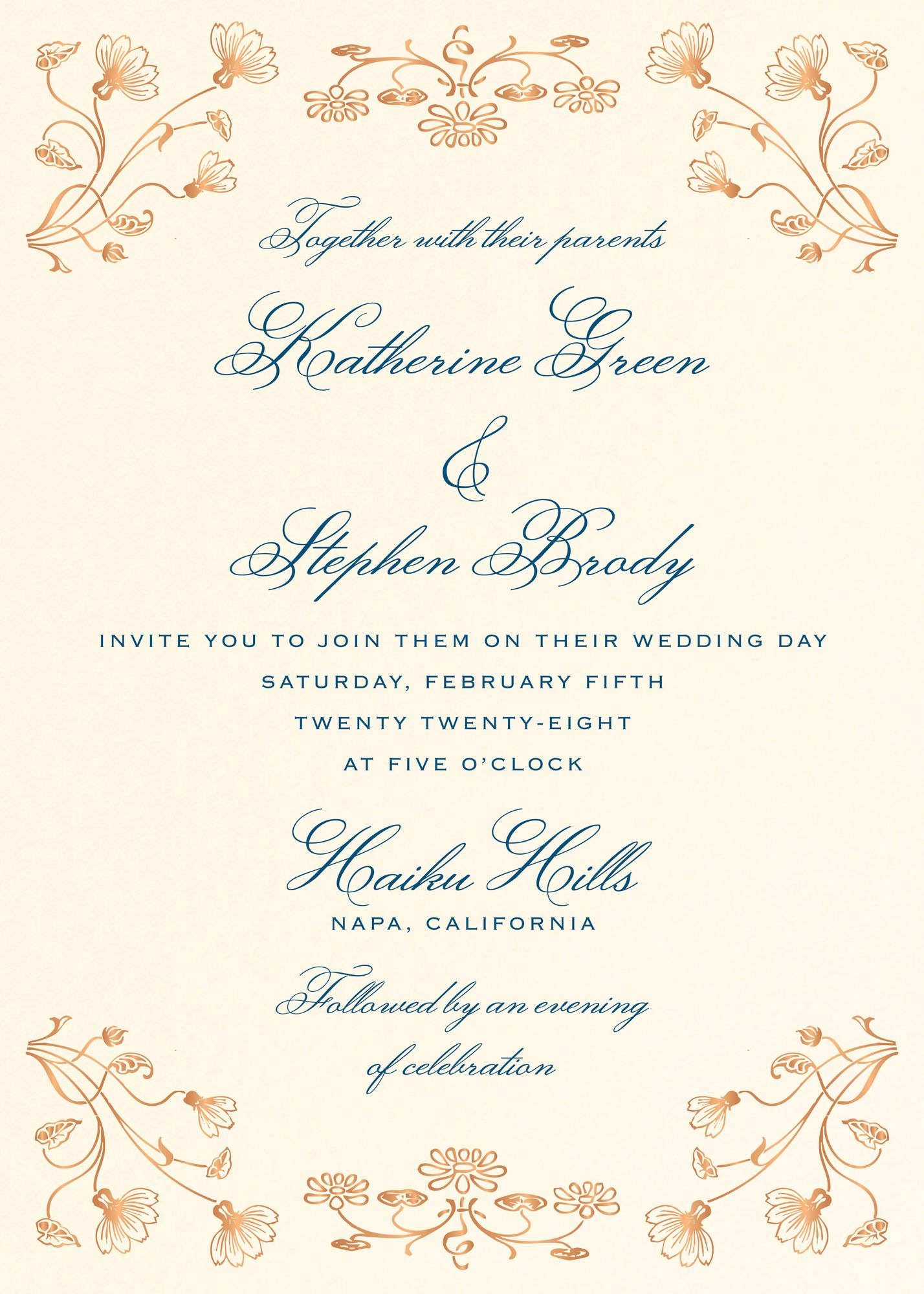 Nouveau Poppy Foil Wedding Invitation - Image 4
