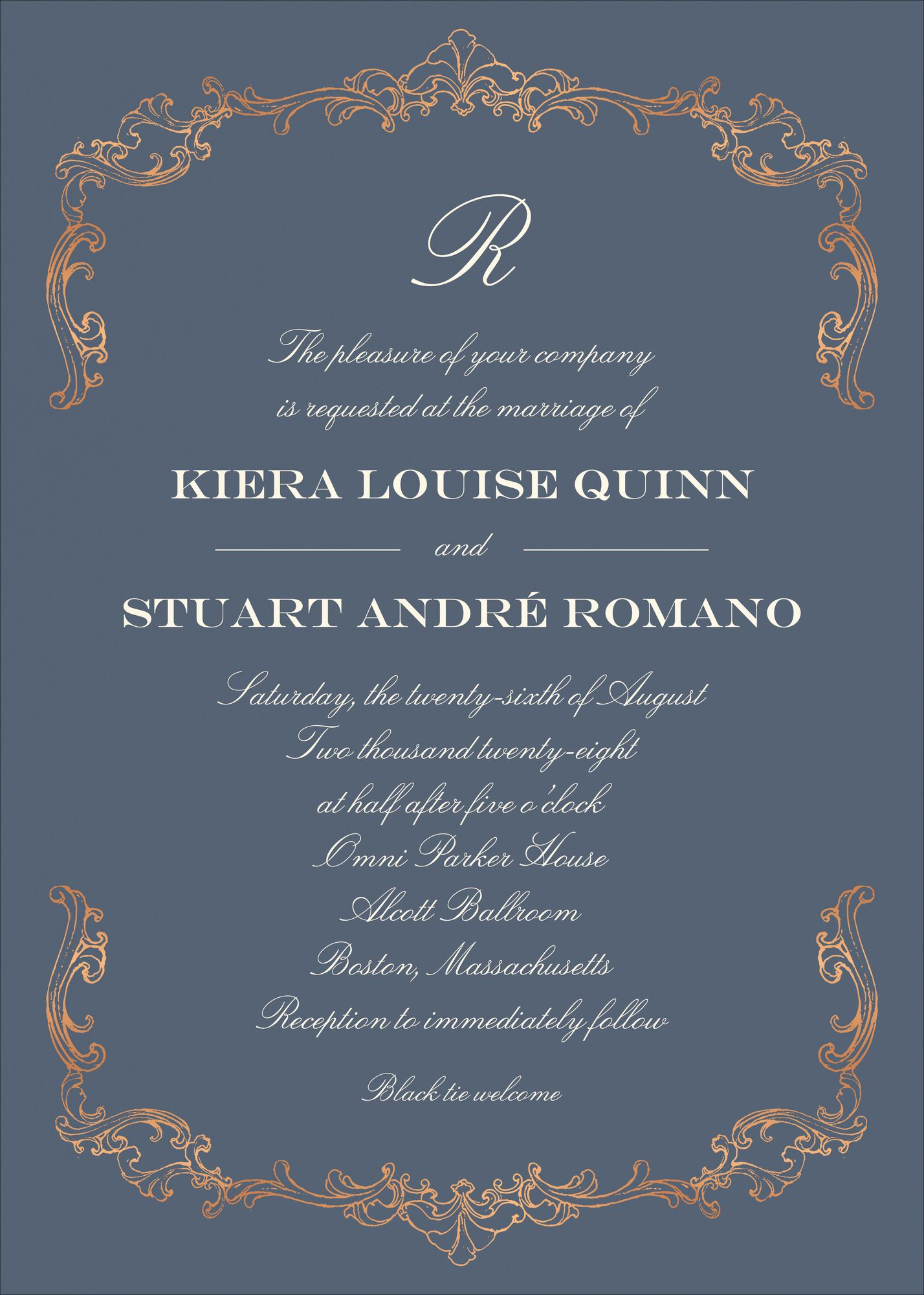 Alternative view of Gilded Filigree Foil Wedding Invitation