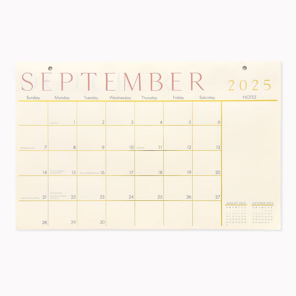 Alternative view of 2025-2026 Paper Source Foil 17 Month Blotter Calendar