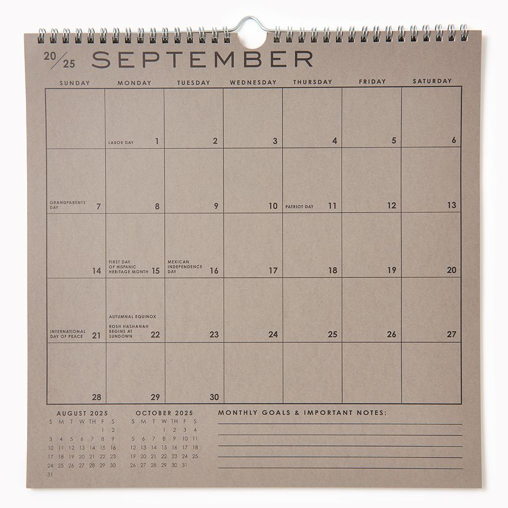 Alternative view of 2025-2026 Paper Source Grid 17 Month Calendar