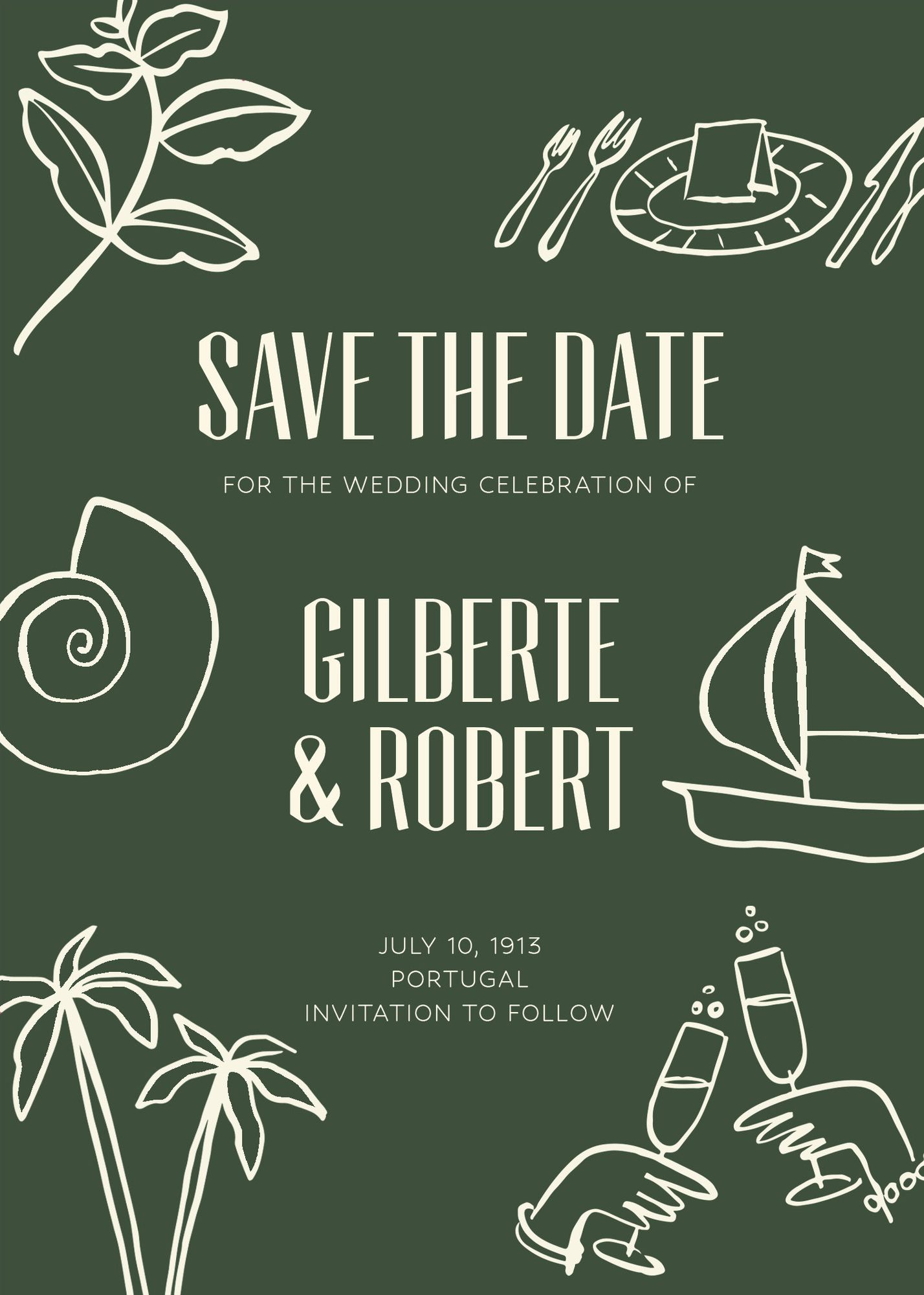Alternative view of Coastal Toast on Cream Save the Date