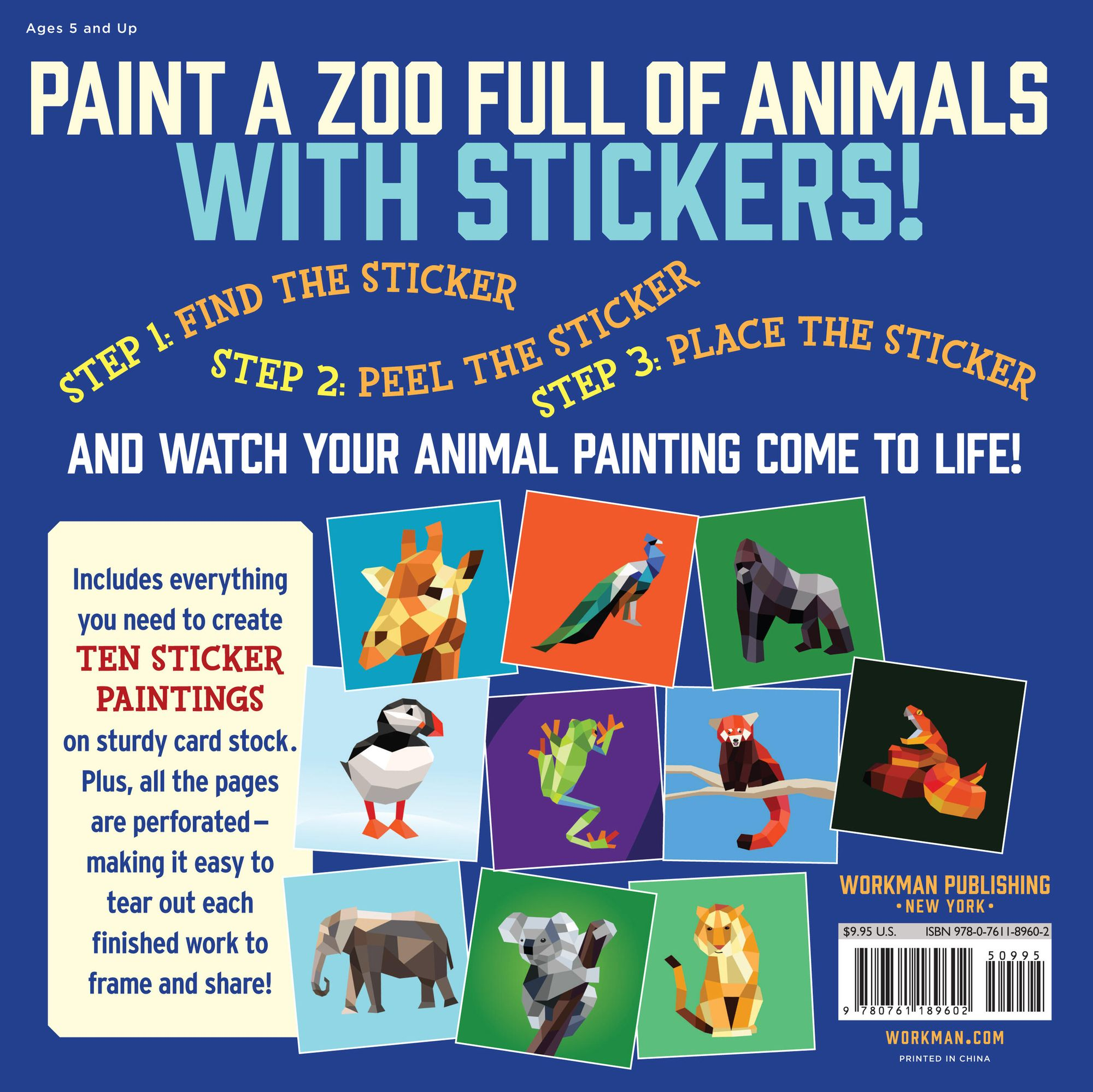 Paint by Sticker Kids: Zoo Animals: Create 10 Pictures One Sticker at a Time! - Image 29