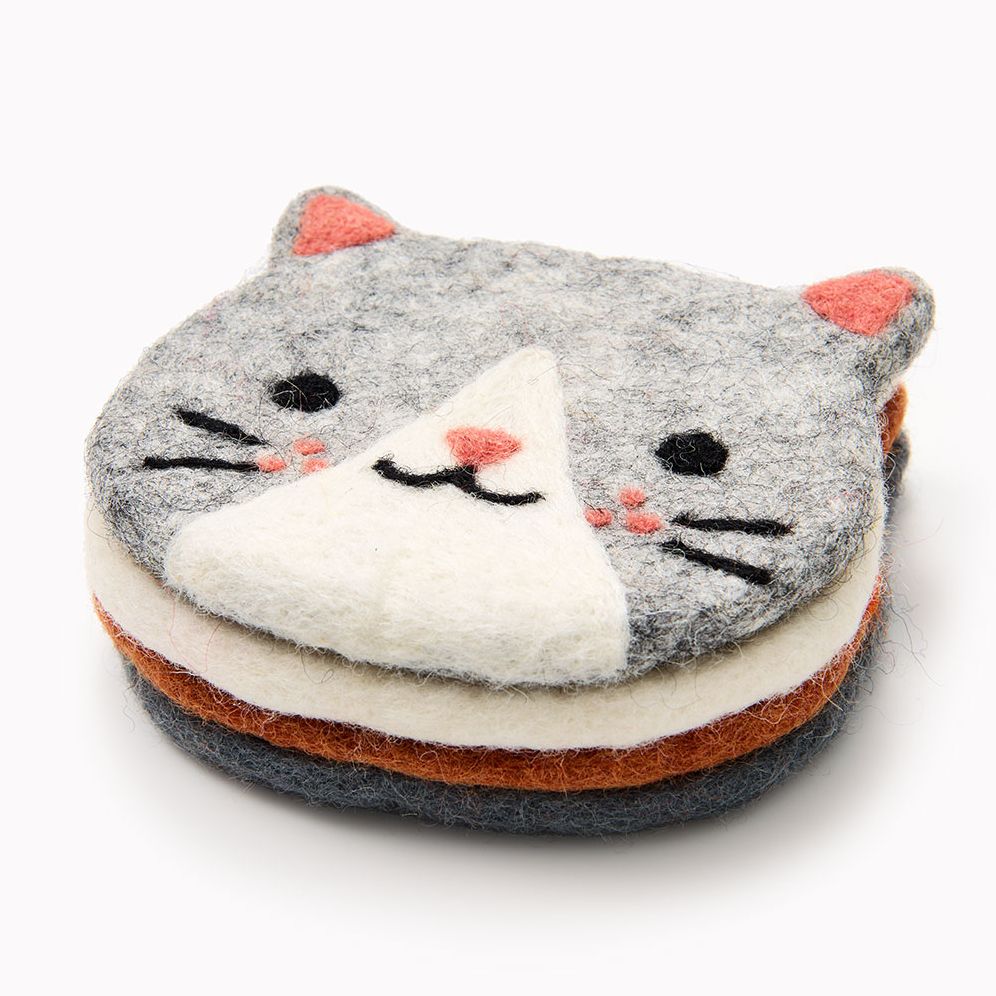 Alternative view of Felt Cat Coaster Set