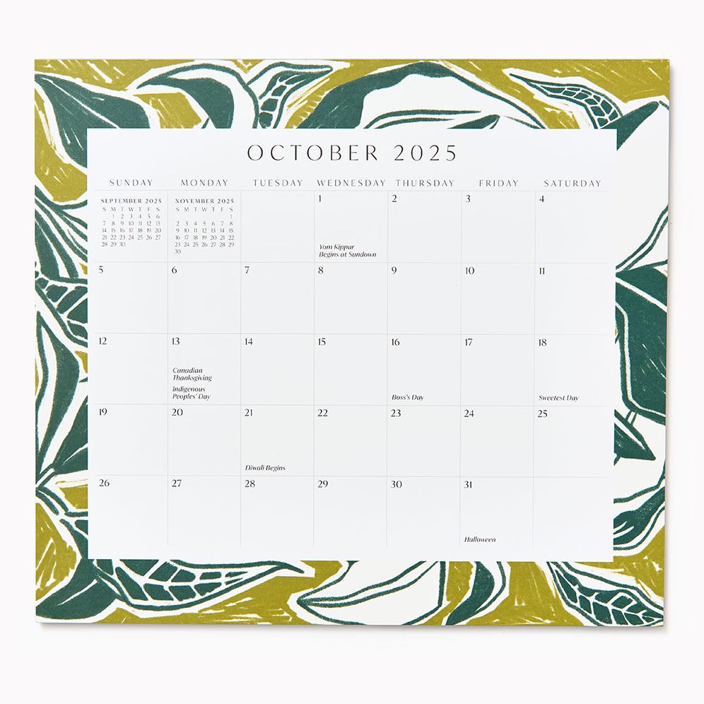 2025-2026 Paper Source Romantic Greenery Monthly Magnetic Calendar - Image 4