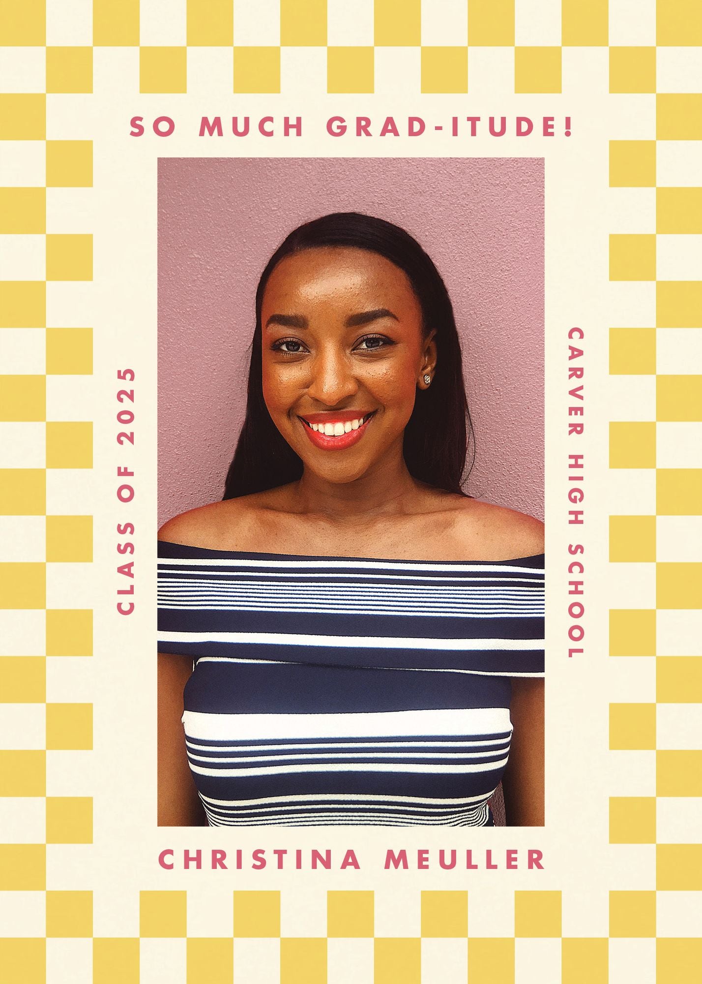 Alternative view of Checkered Frame Photo Graduation Announcement