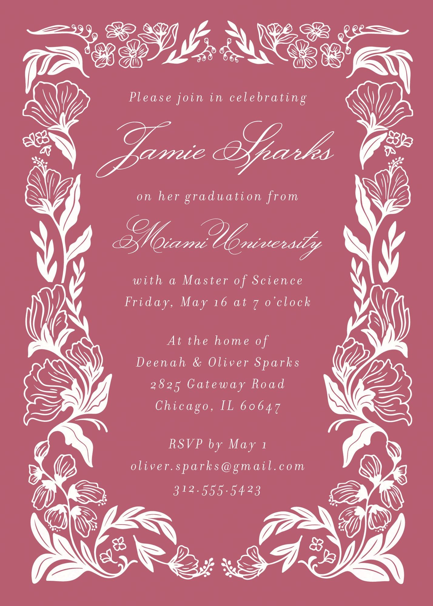 Alternative view of Wild Floral Frame Graduation Invitation