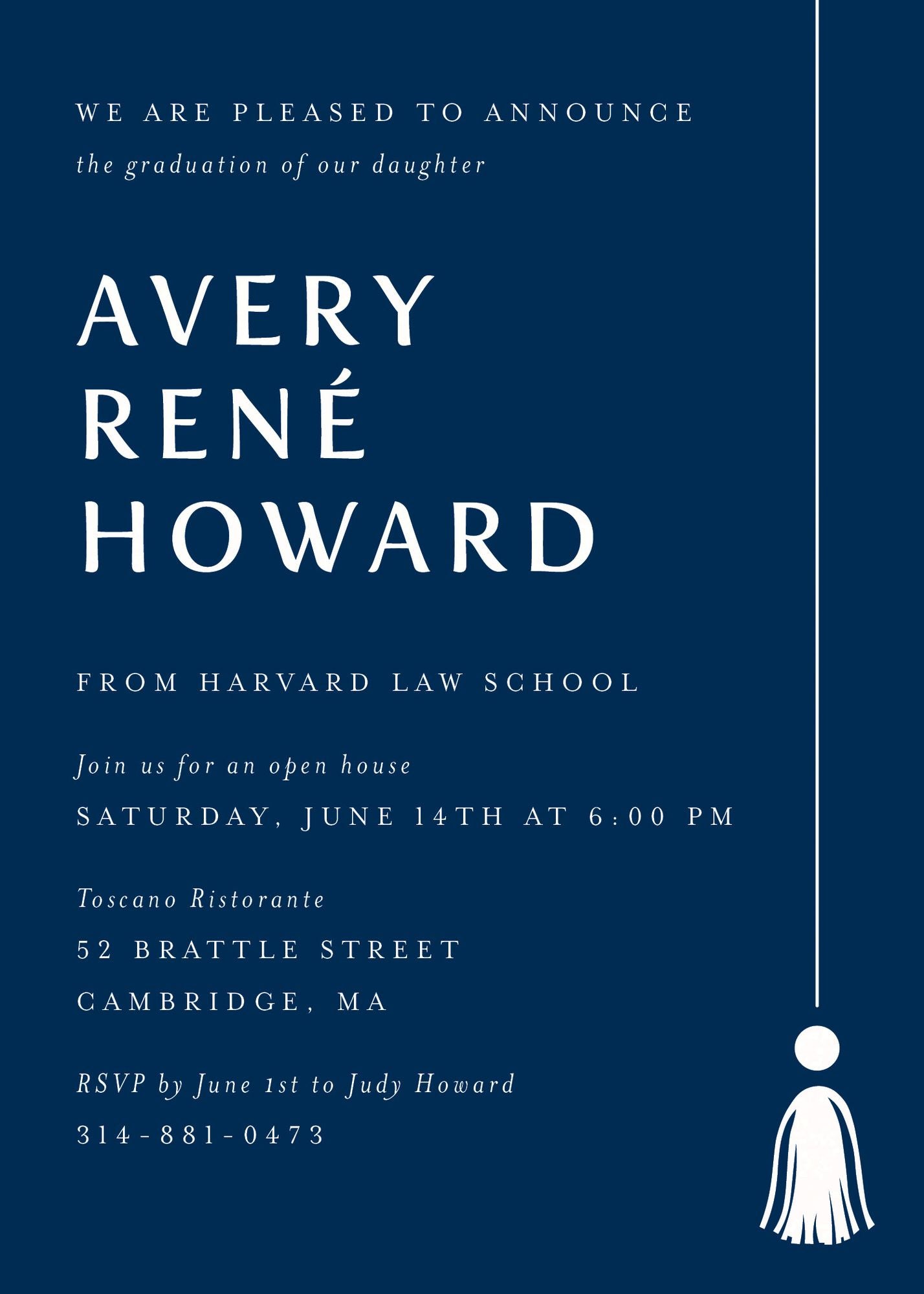 Alternative view of Tall Tassel Graduation Invitation