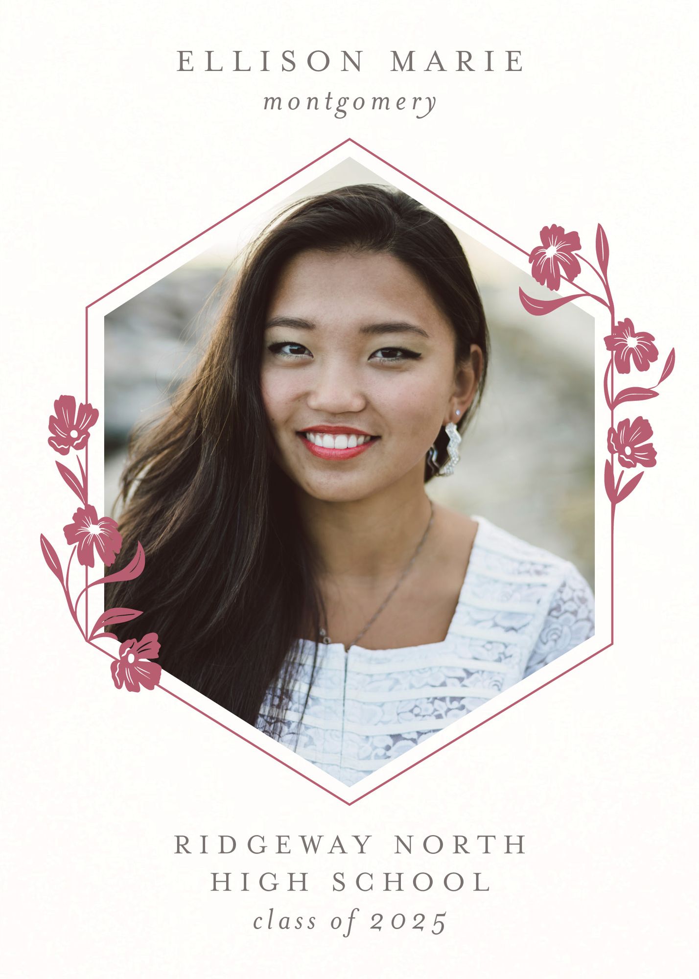 Fleur Geometric Frame Photo Graduation Announcement - Image 3