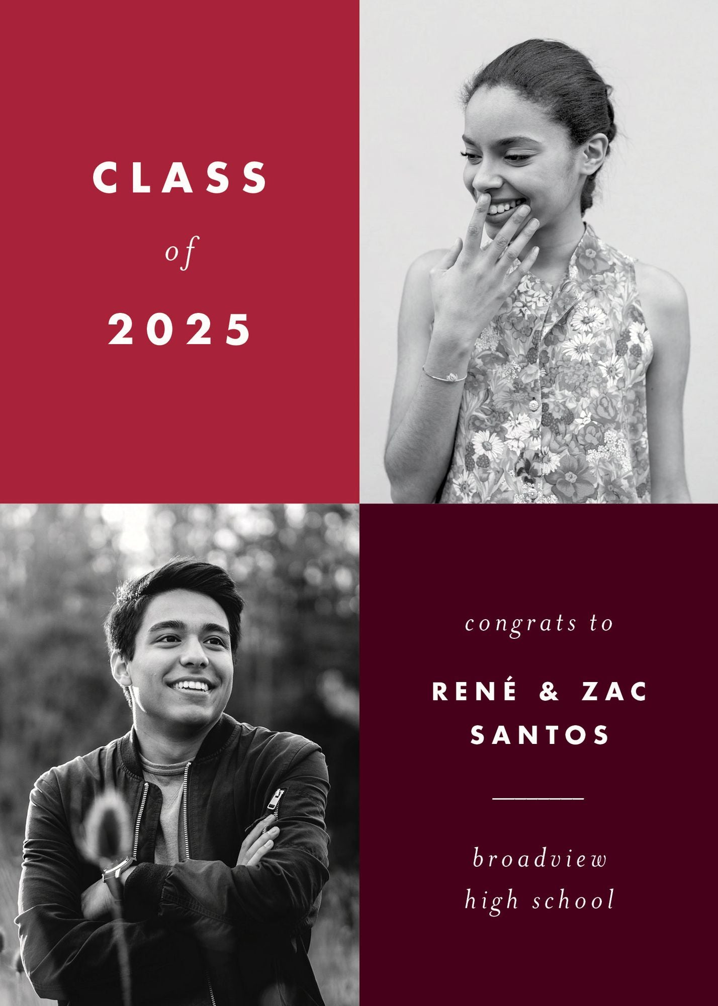 Alternative view of Color Blocks Dual Photo Graduation Announcement