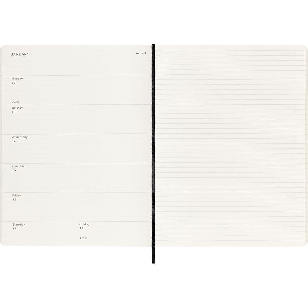 Moleskine Classic 18 Month 2025-2026 Weekly Planner, Soft Cover, XL (7.5" x 10"), Black, 208 pages - Image 3