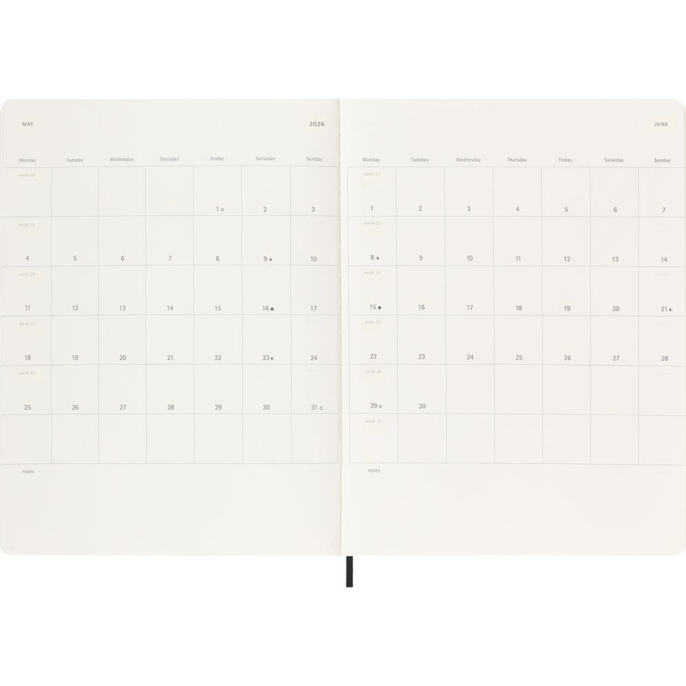 Moleskine Classic 18 Month 2025-2026 Weekly Planner, Soft Cover, XL (7.5" x 10"), Black, 208 pages - Image 4