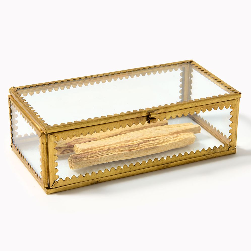 Alternative view of Jeremiah Brent Scalloped Brass Glass Box