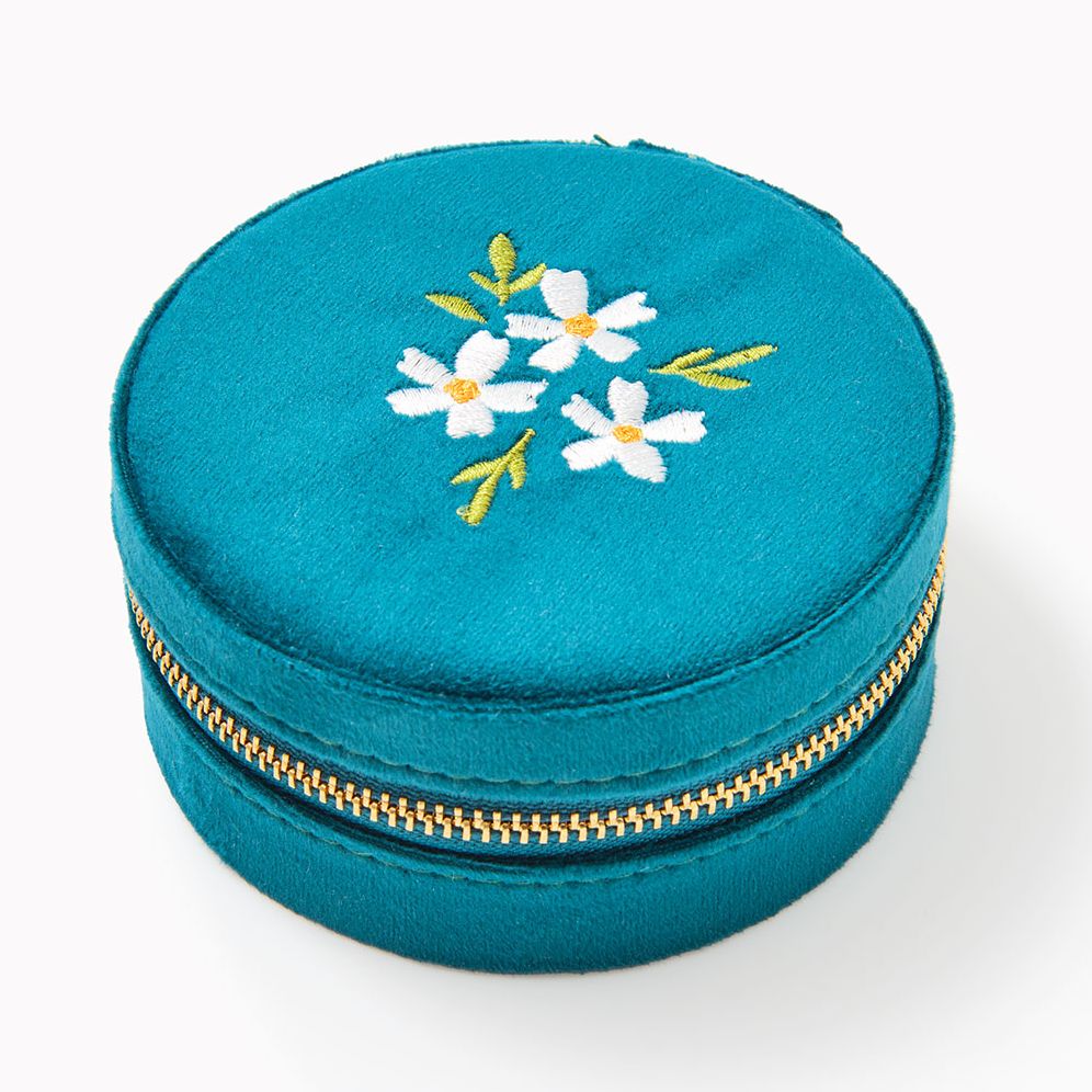 Round Velvet Jewelry Case-Teal