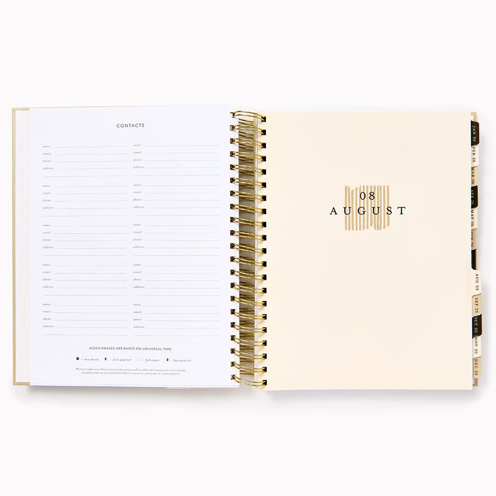 Alternative view of 2025-2026 Paper Source B+W Minimalist Weekly Desk Planner