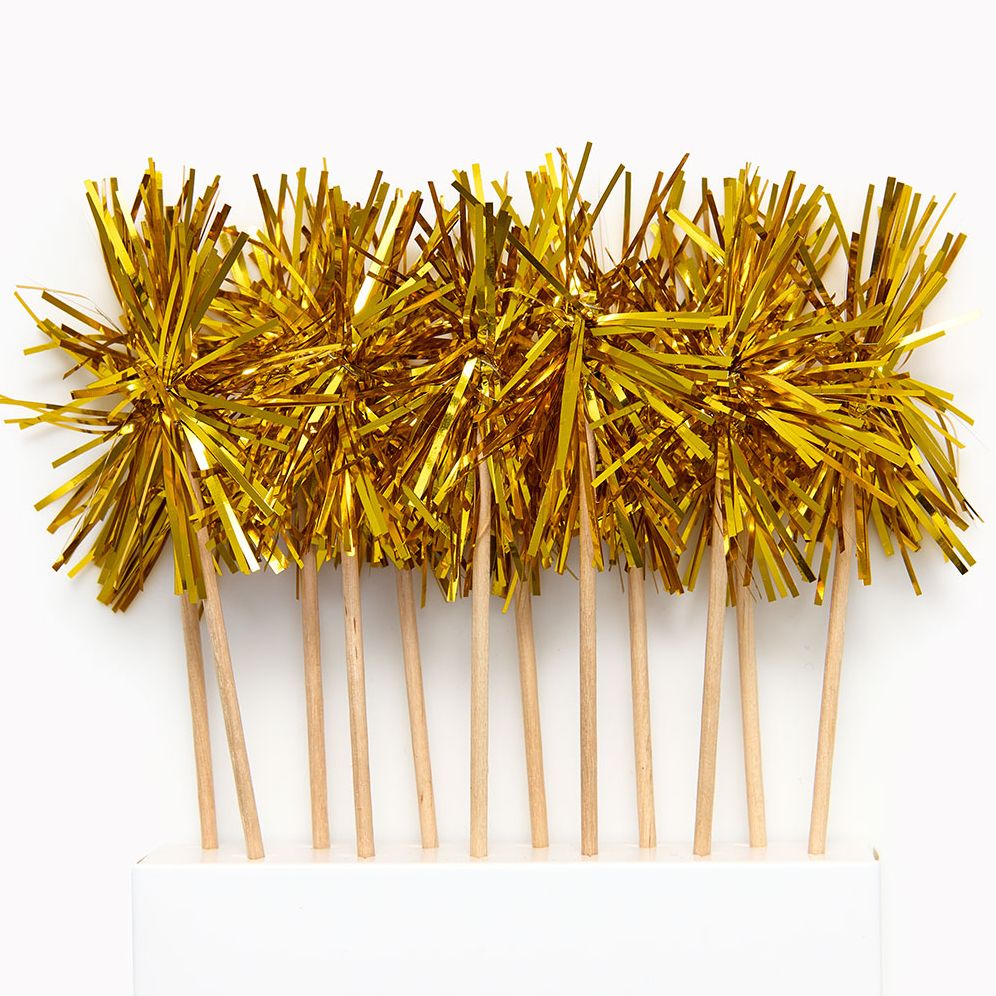 Alternative view of Gold Pom Party Picks