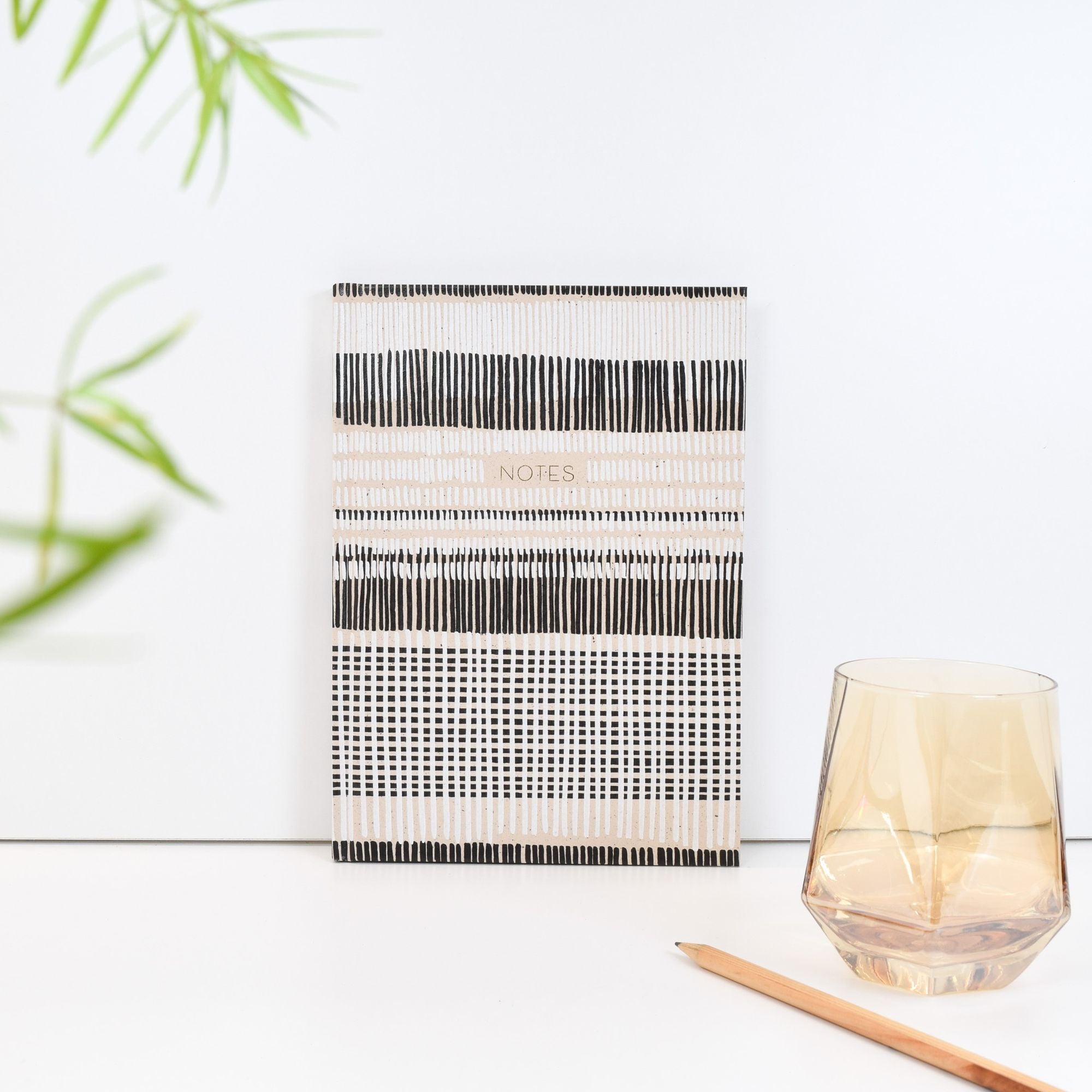 Alternative view of Paper Wasp Recycled B&W Cross-stitch Lines Journal