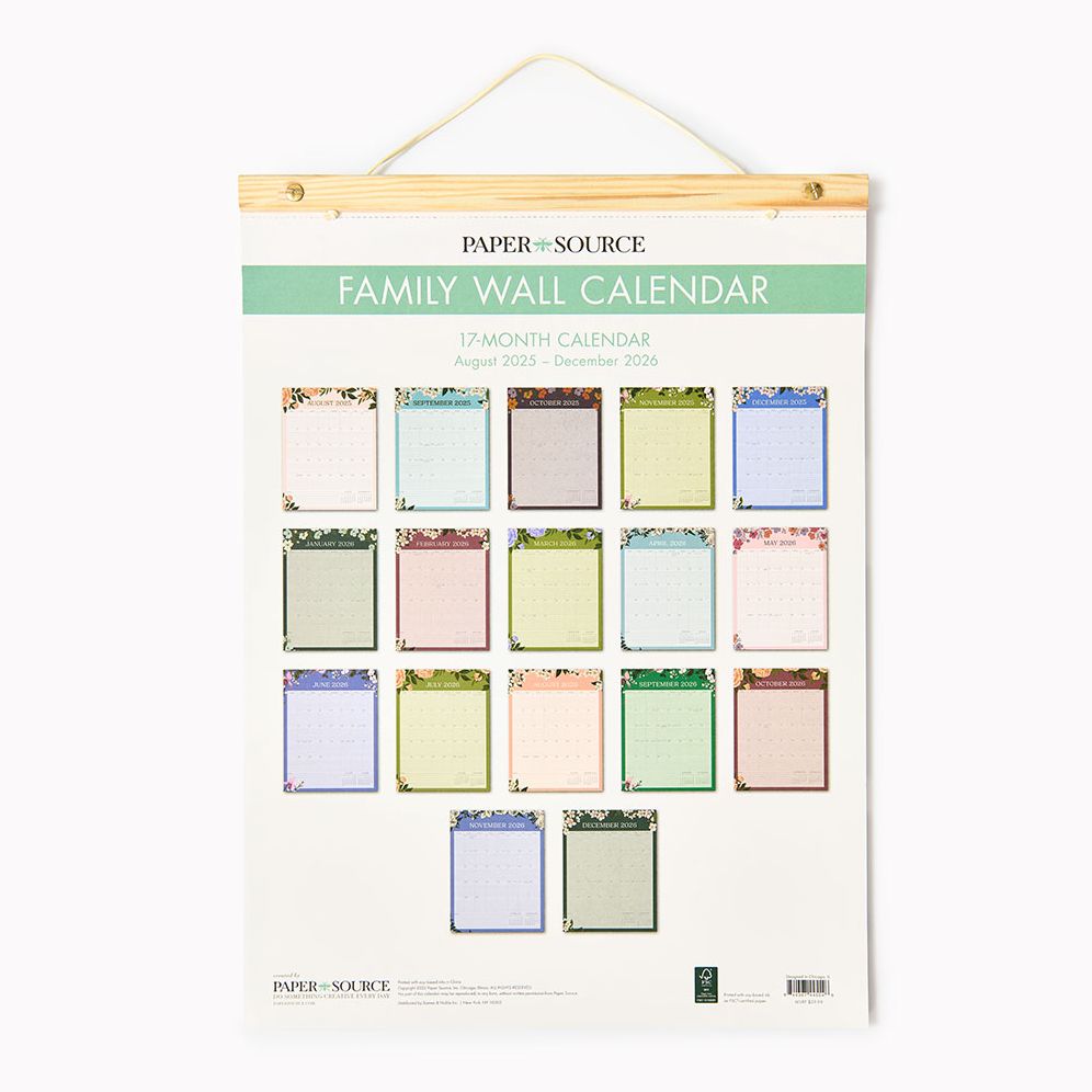 Alternative view of 2025-2026 Paper Source Family Wall Calendar
