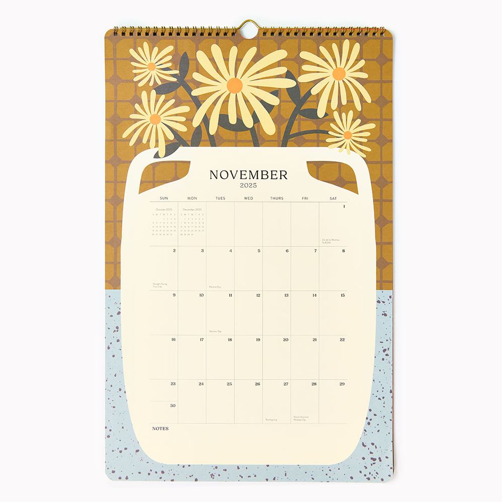 2025-2026 Paper Source Flower Vase Tall Wall Calendar - Image 3