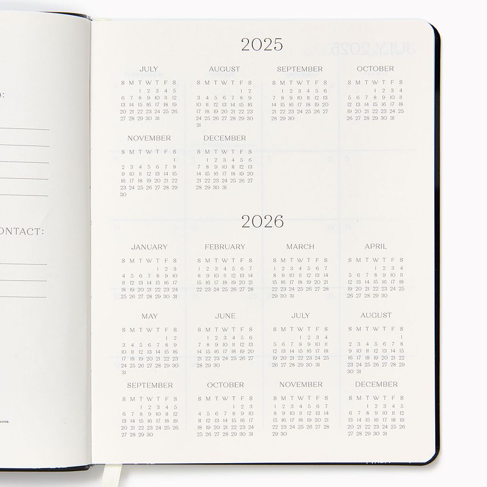 Alternative view of 2025-2026 Paper Source Black Leather 18-Month Weekly Desk Planner