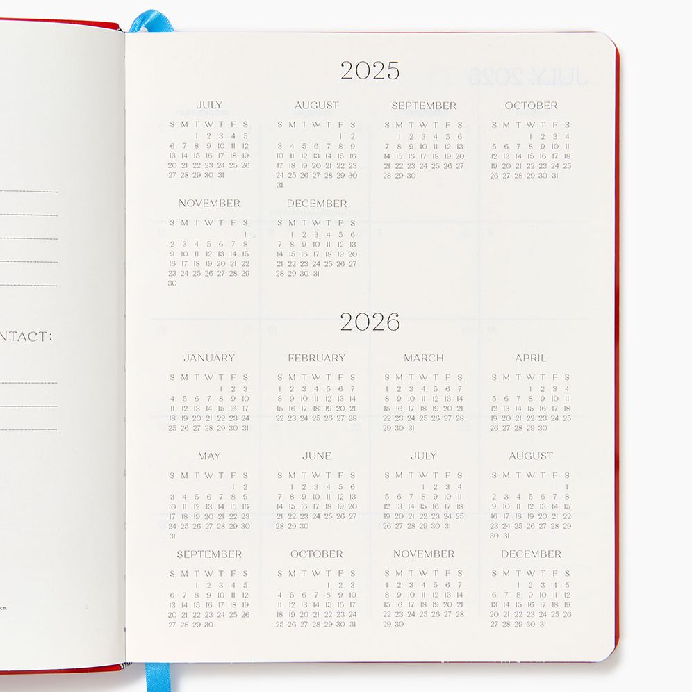 2025-2026 Paper Source Red Leather 18-Month Weekly Desk Planner - Image 3