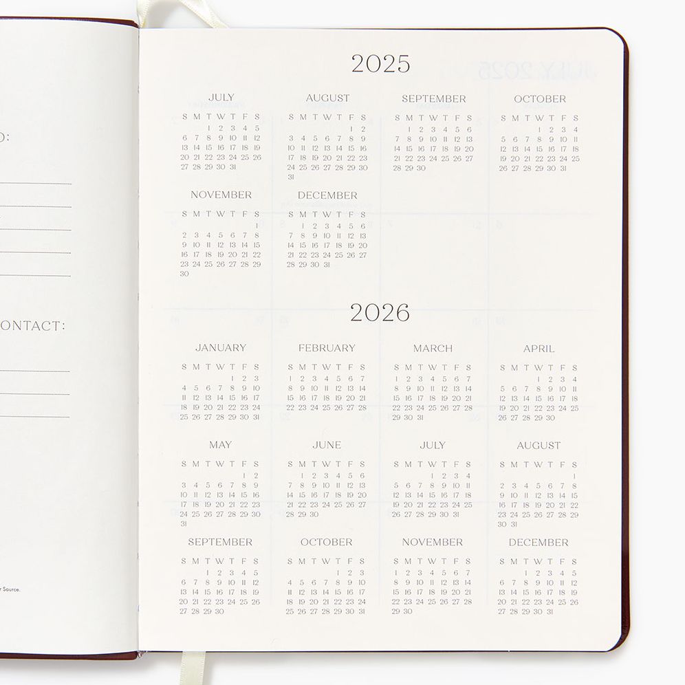 2025-2026 Paper Source Maroon Leather 18-Month Weekly Desk Planner - Image 3