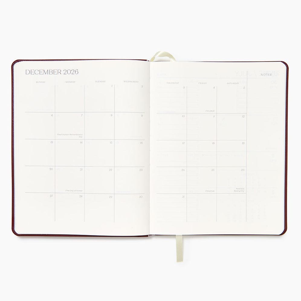 2025-2026 Paper Source Maroon Leather 18-Month Weekly Desk Planner - Image 5