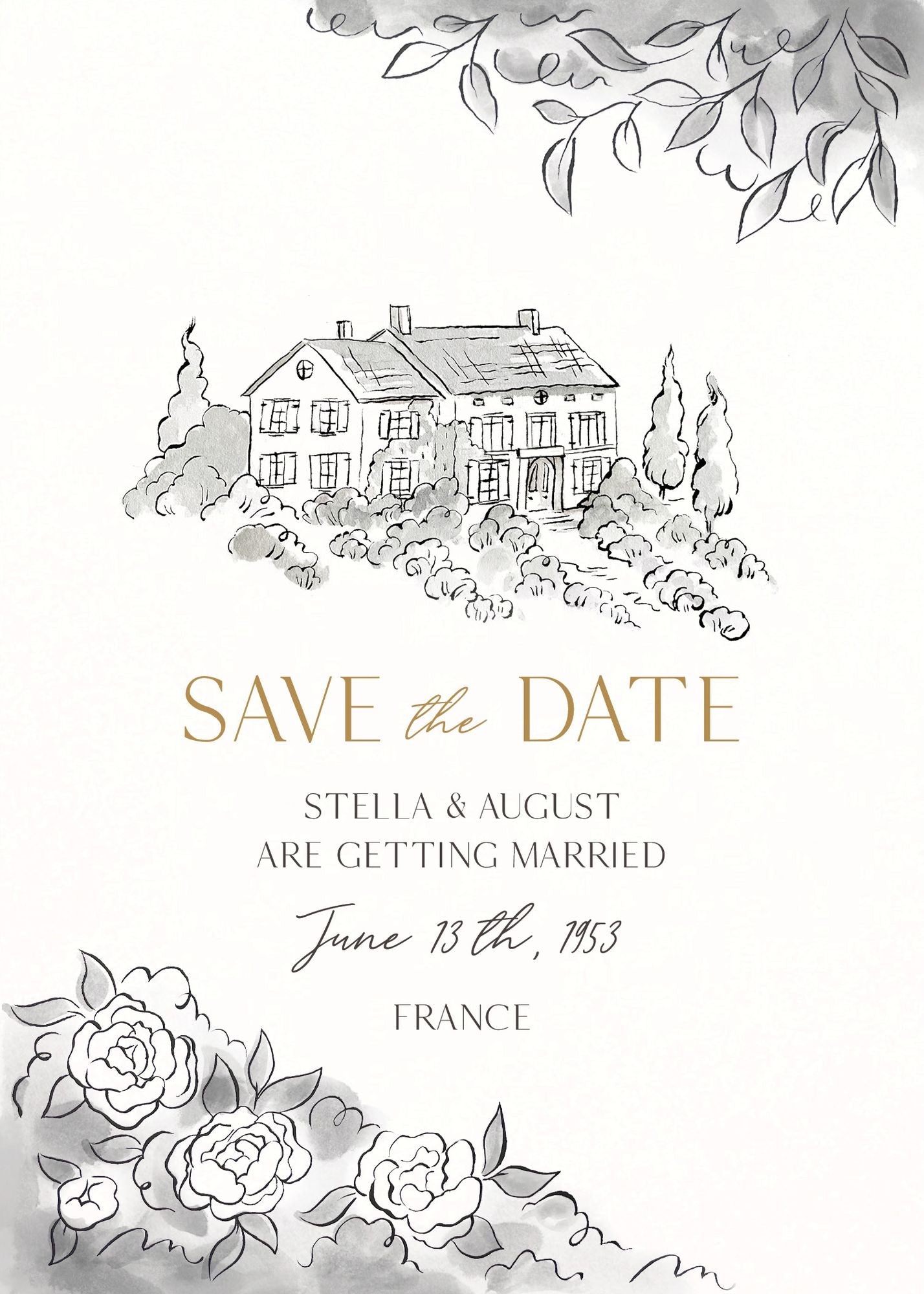 Alternative view of French Manoir Save the Date