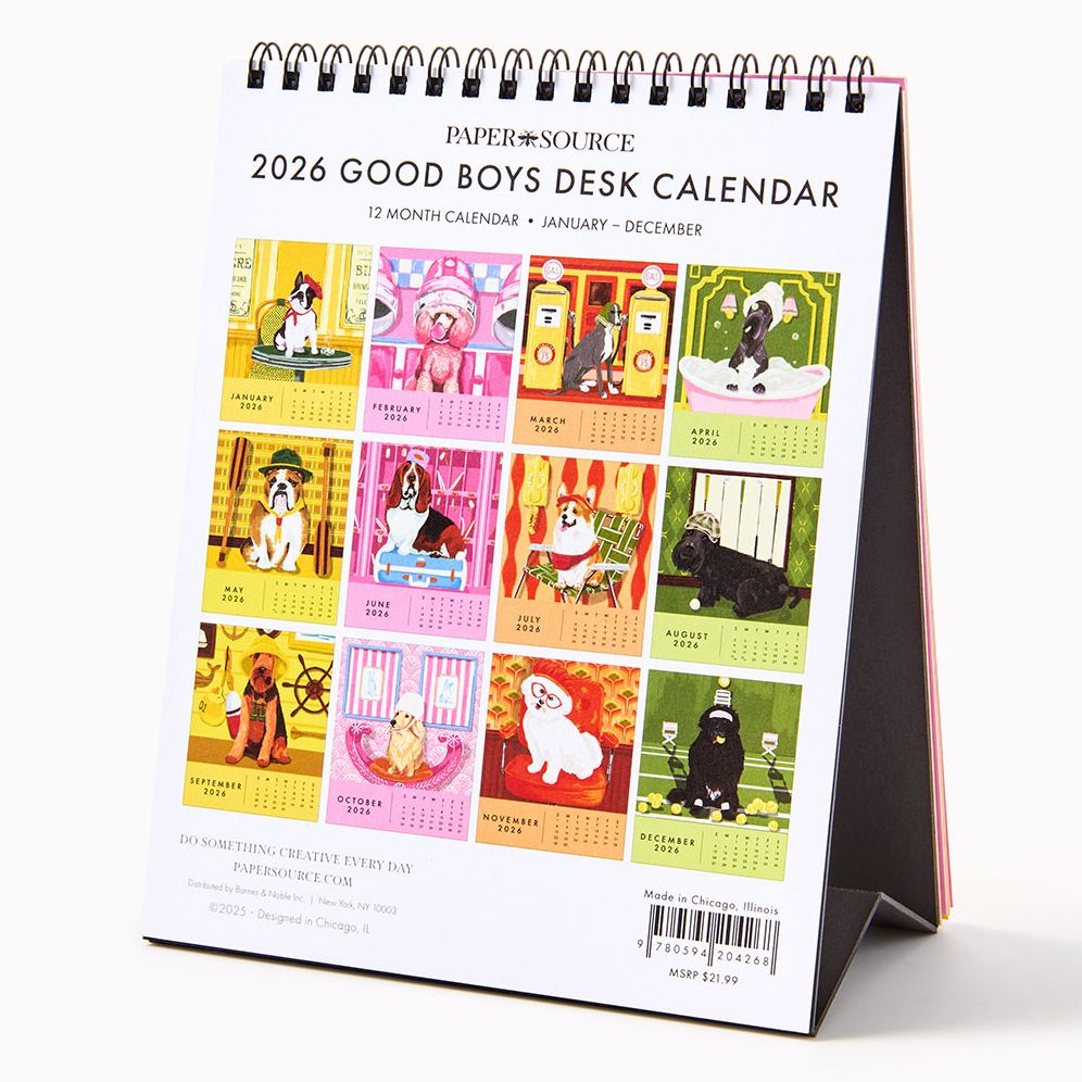 Alternative view of 2026 Paper Source Good Boys Desk Easel Calendar