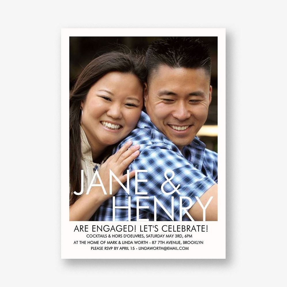 Knockout Frame Photo Engagement Party Invitation