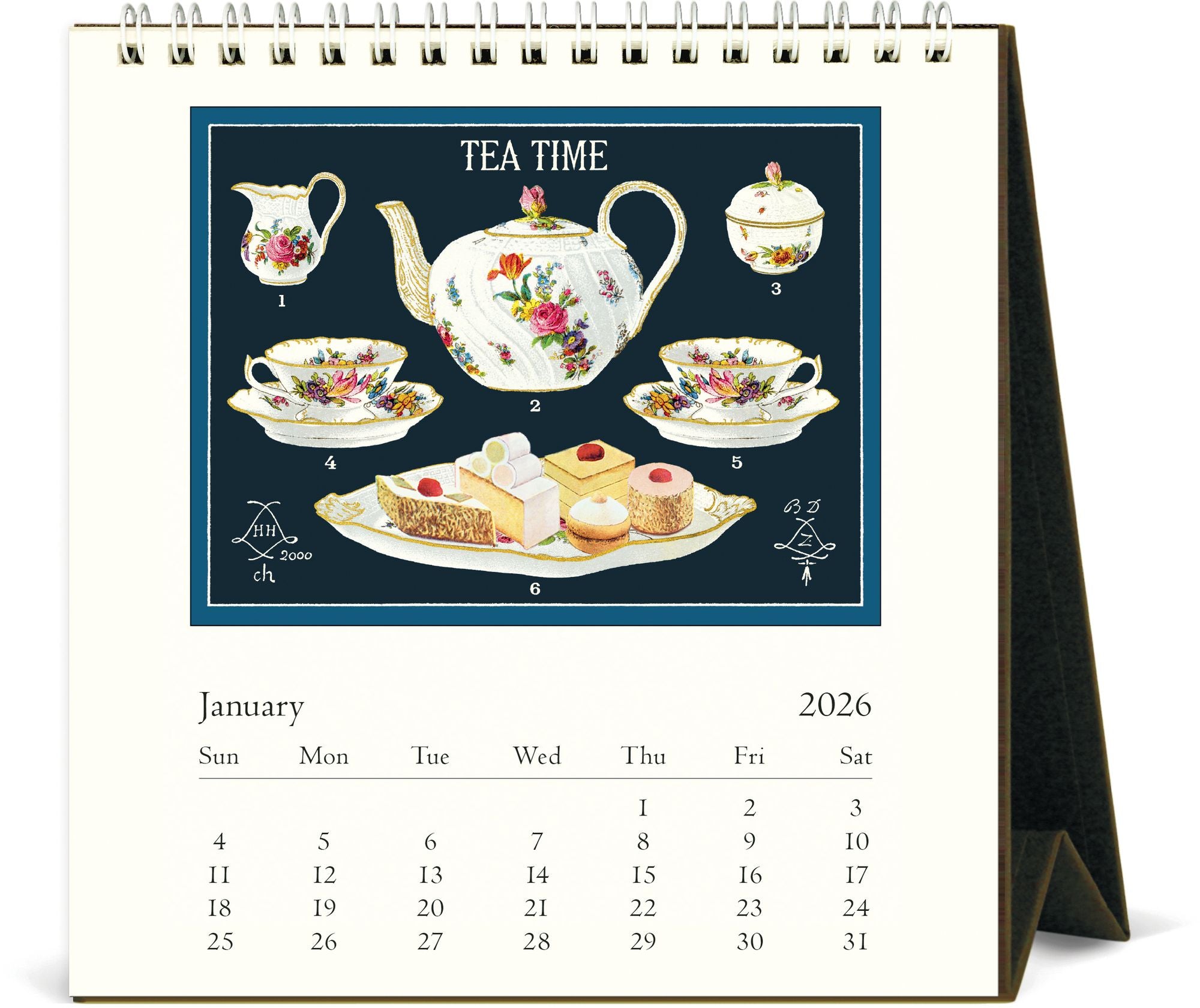 Alternative view of 2026 Cavallini Tea Time Desk Calendar