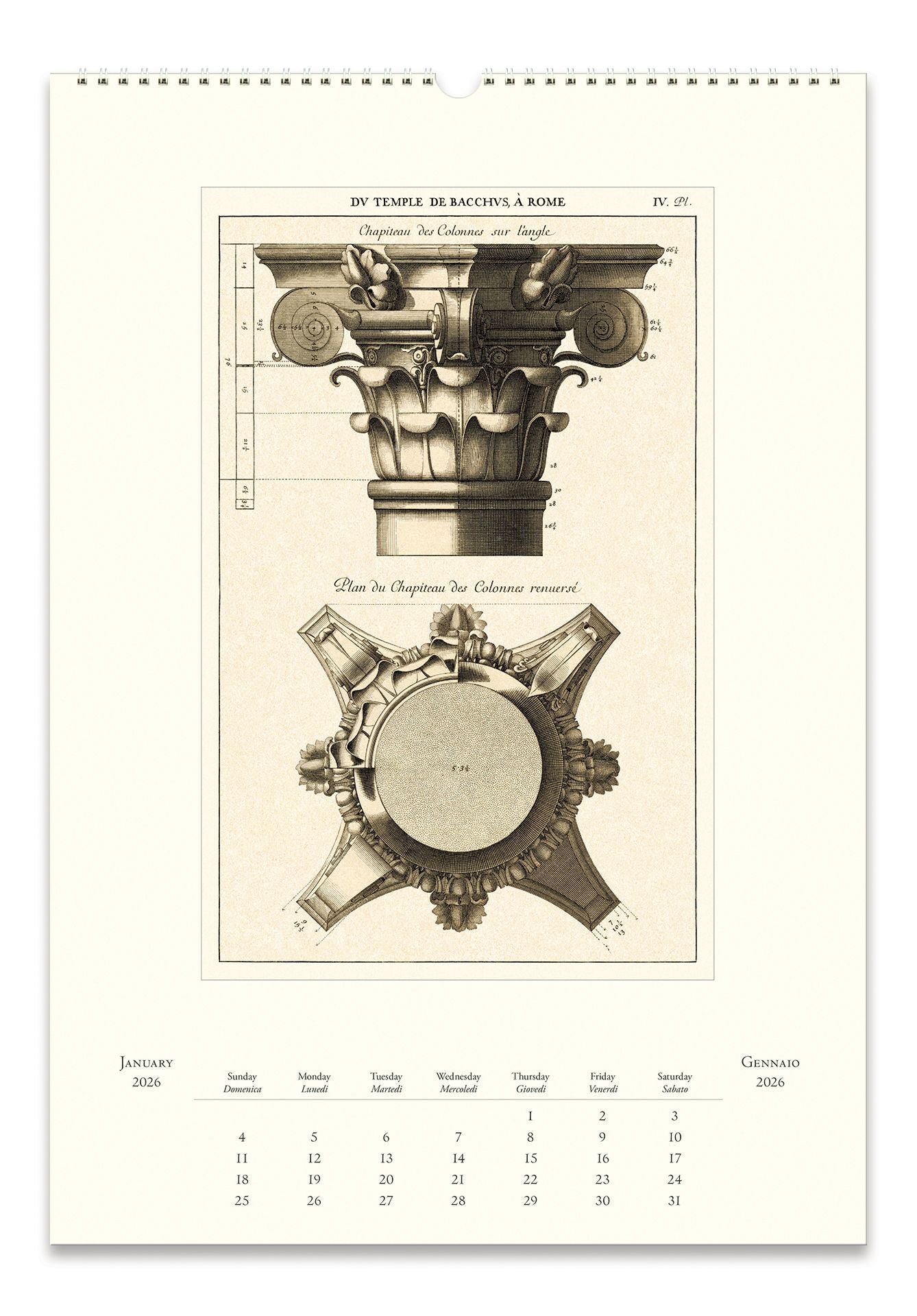 Alternative view of 2026 Cavallini Architecttura Wall Calendar