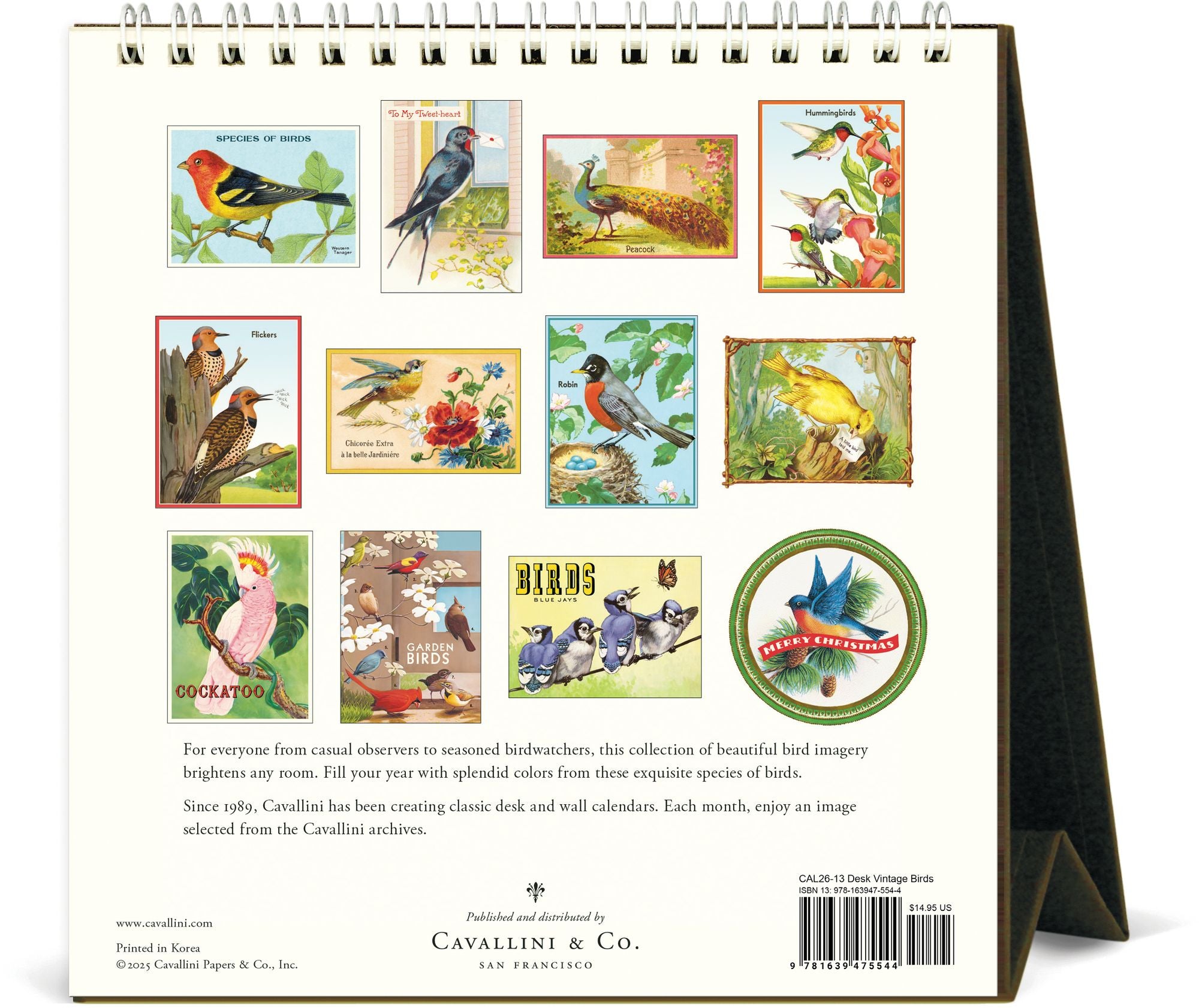 2026 Cavallini Birds Desk Calendar - Image 3