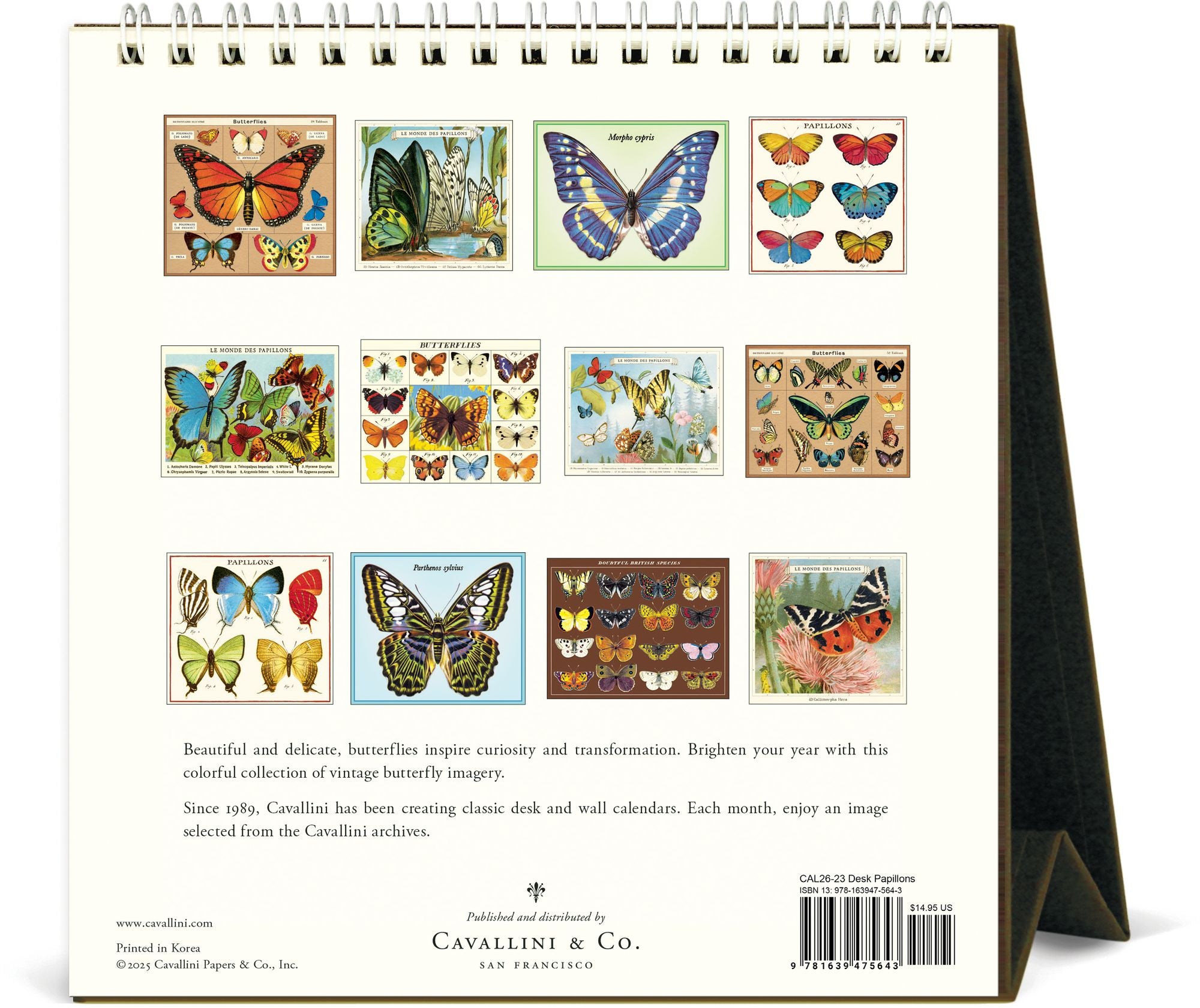 2026 Cavallini Butterflies Desk Calendar - Image 3