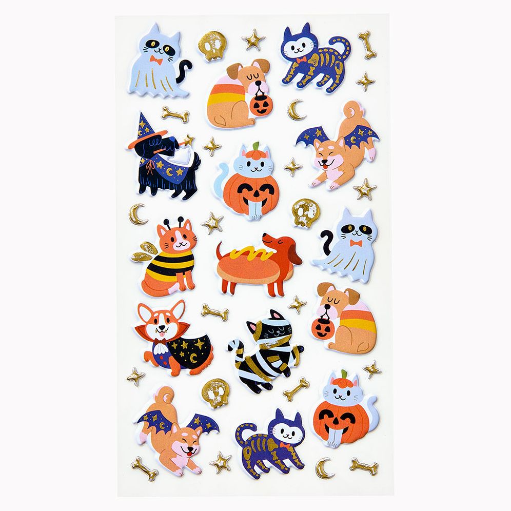 Alternative view of Cat and Dog in Costumes Sticker Sheet
