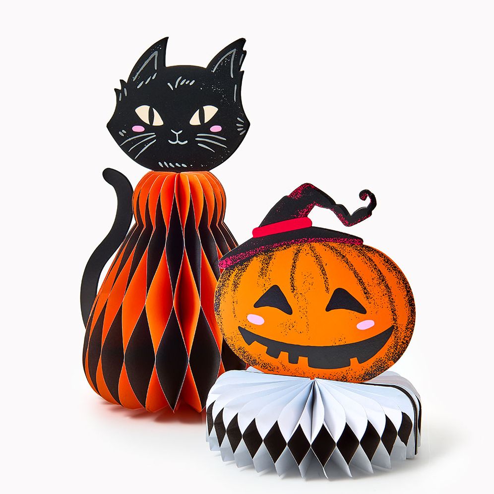 Alternative view of Cat and Pumpkin Honeycomb Table Decor