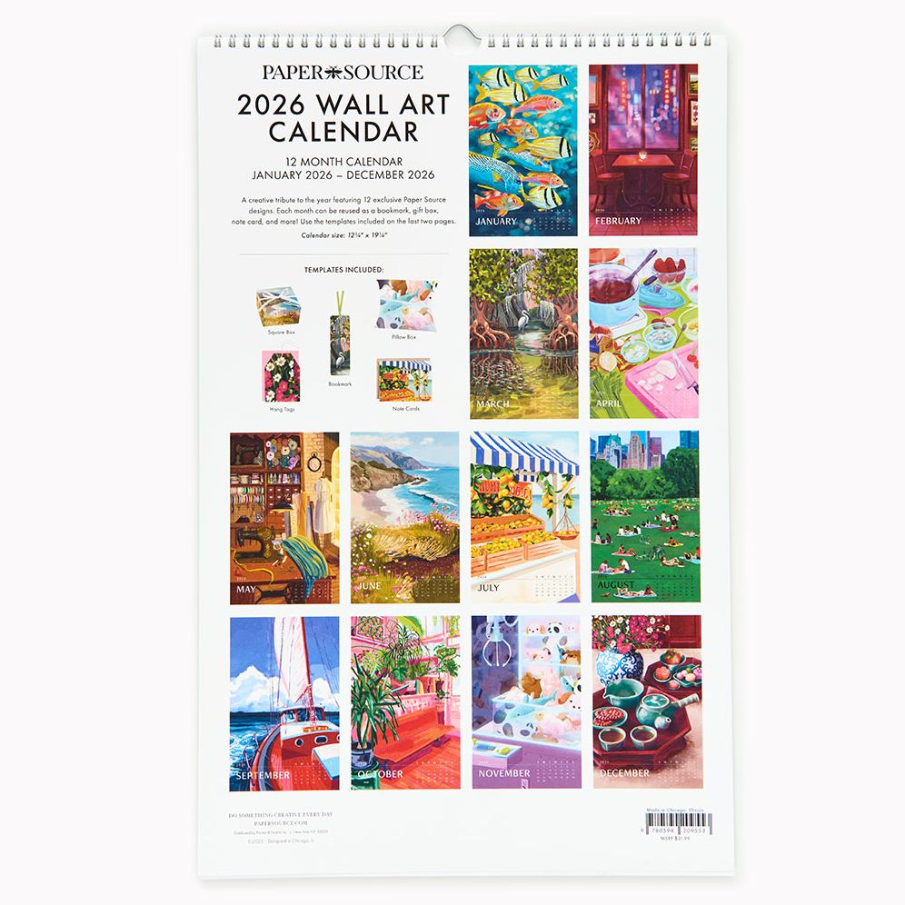 Alternative view of 2026 Paper Source Wall Art Calendar