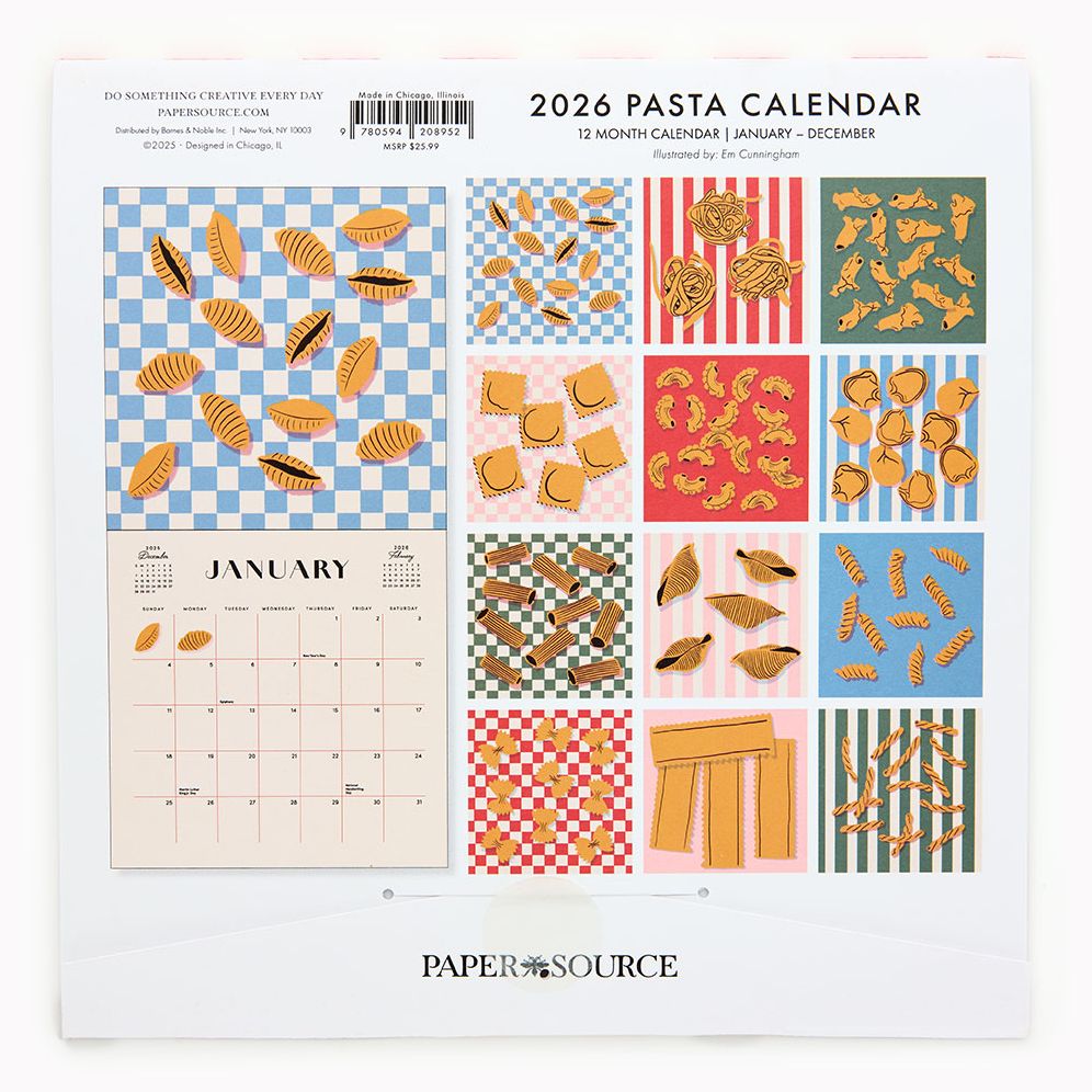 Alternative view of 2026 Paper Source Pasta Calendar