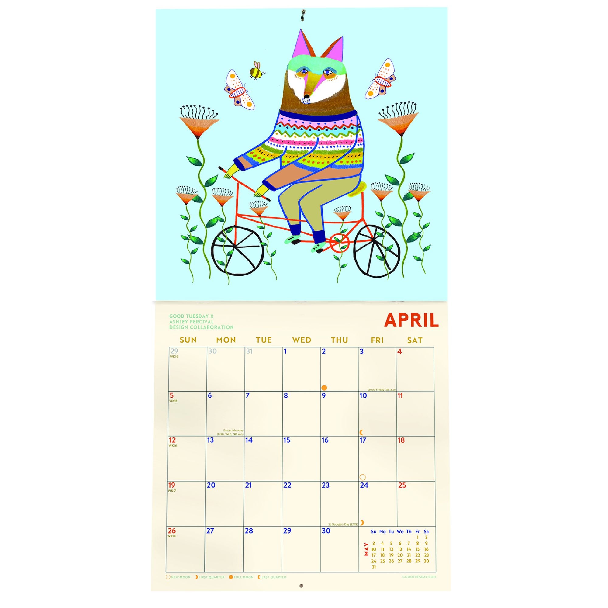 2026 Folk Animals Large Grid Art Calendar - Image 3