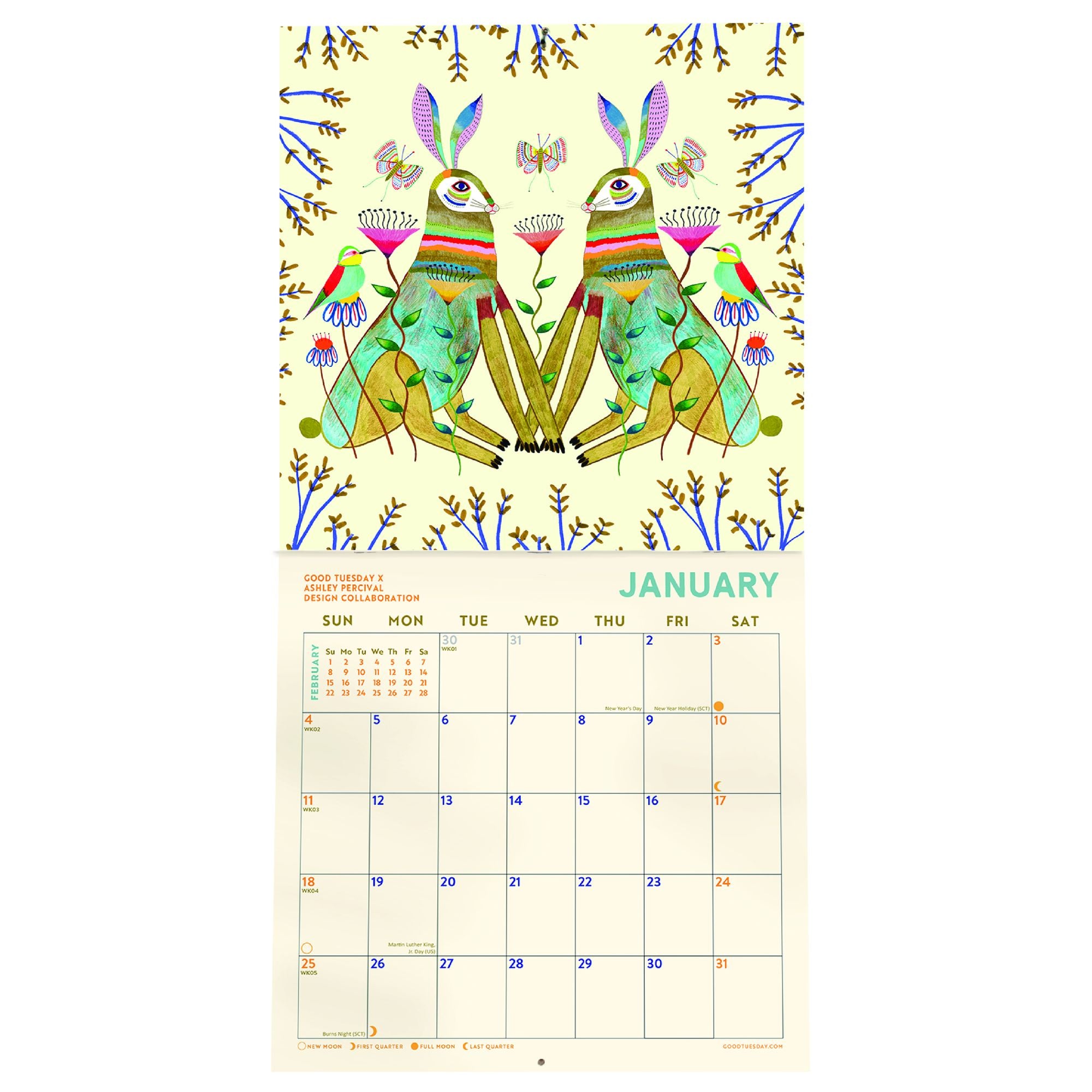 2026 Folk Animals Large Grid Art Calendar - Image 4