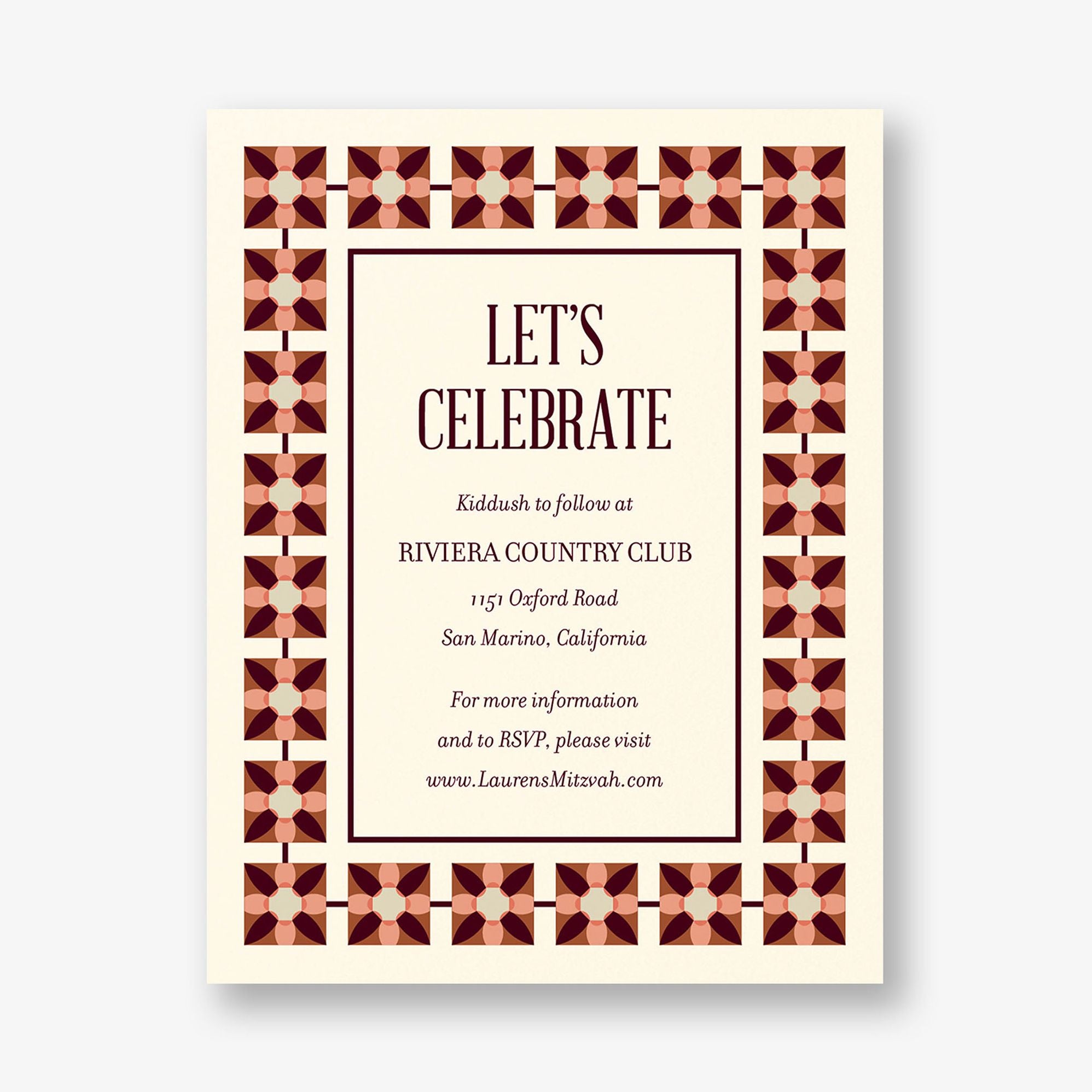 Floral Tile Bat Mitzvah Information