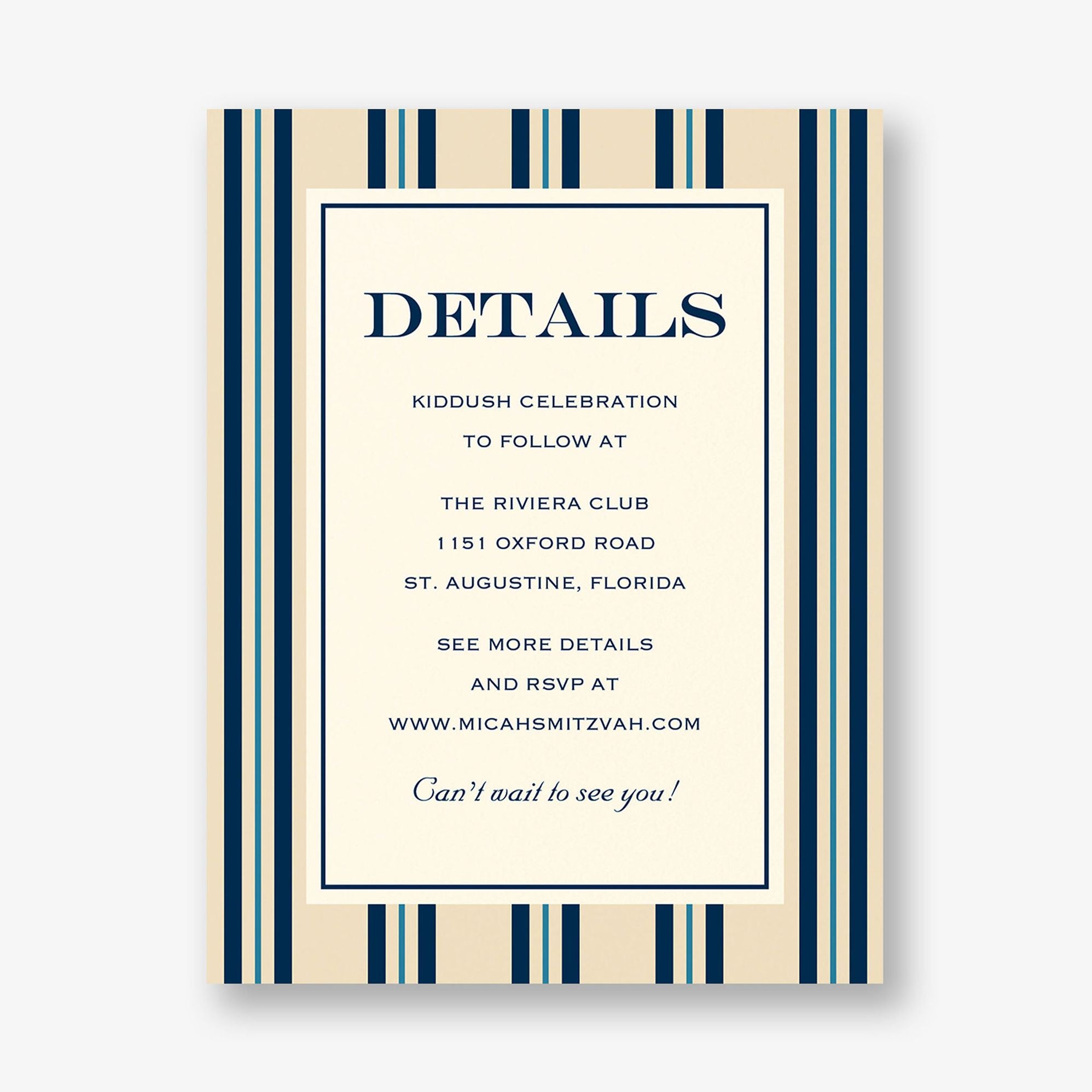 Alternative view of Pinstripe Bar Mitzvah Information