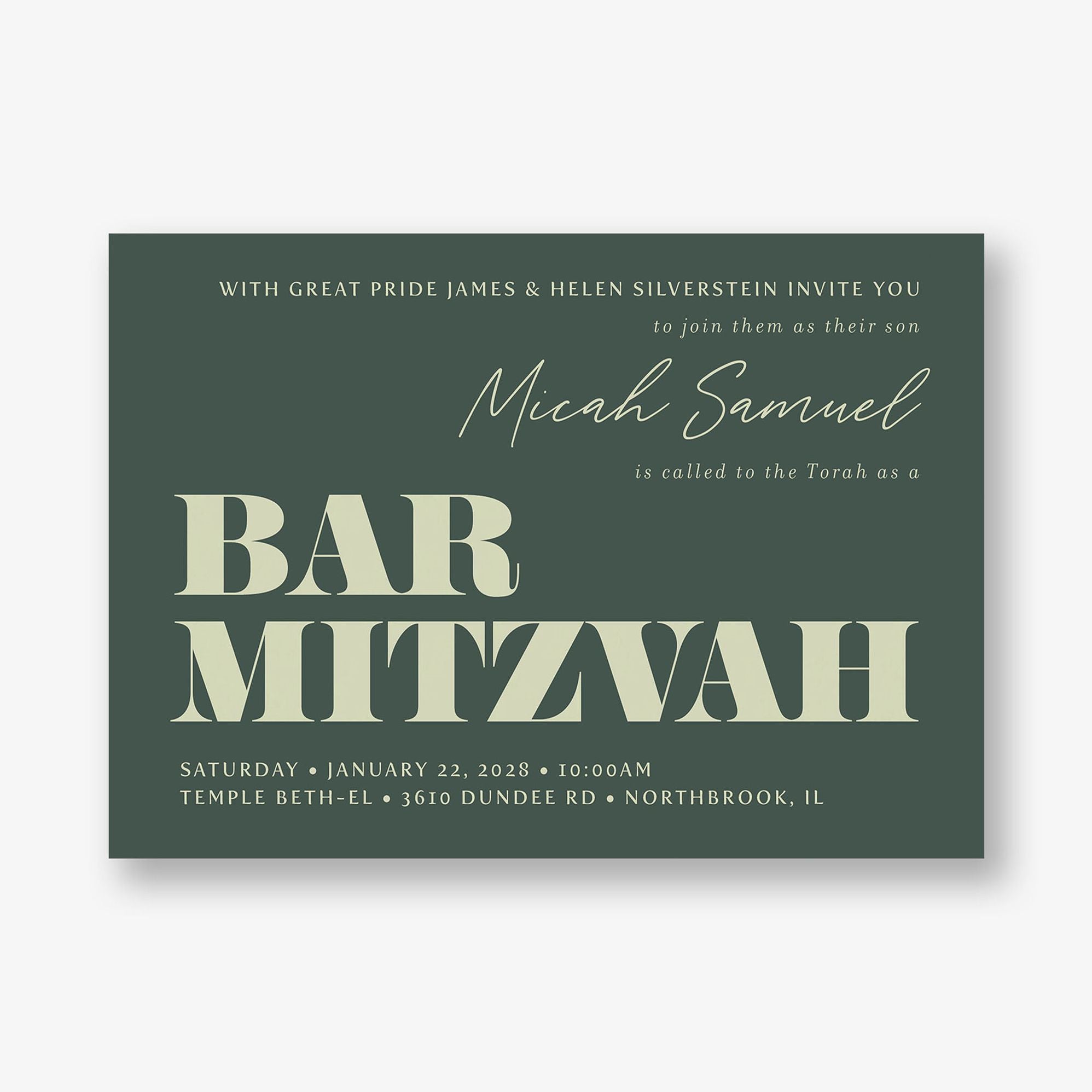 Alternative view of Bold Type Bar Mitzvah Invitation
