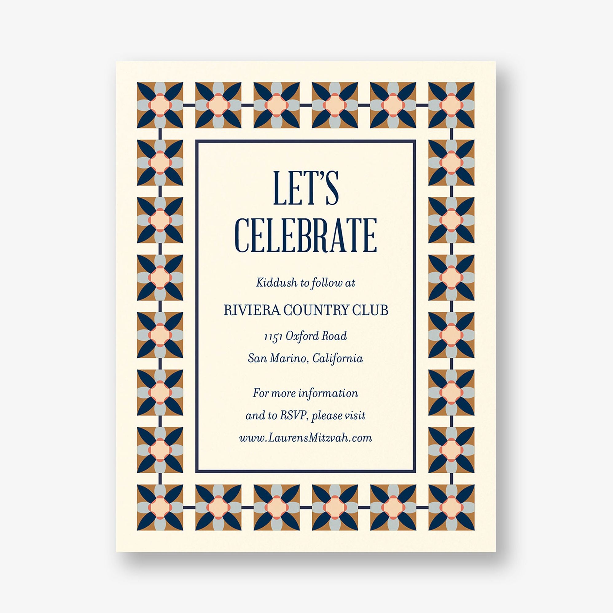 Alternative view of Floral Tile Bat Mitzvah Information