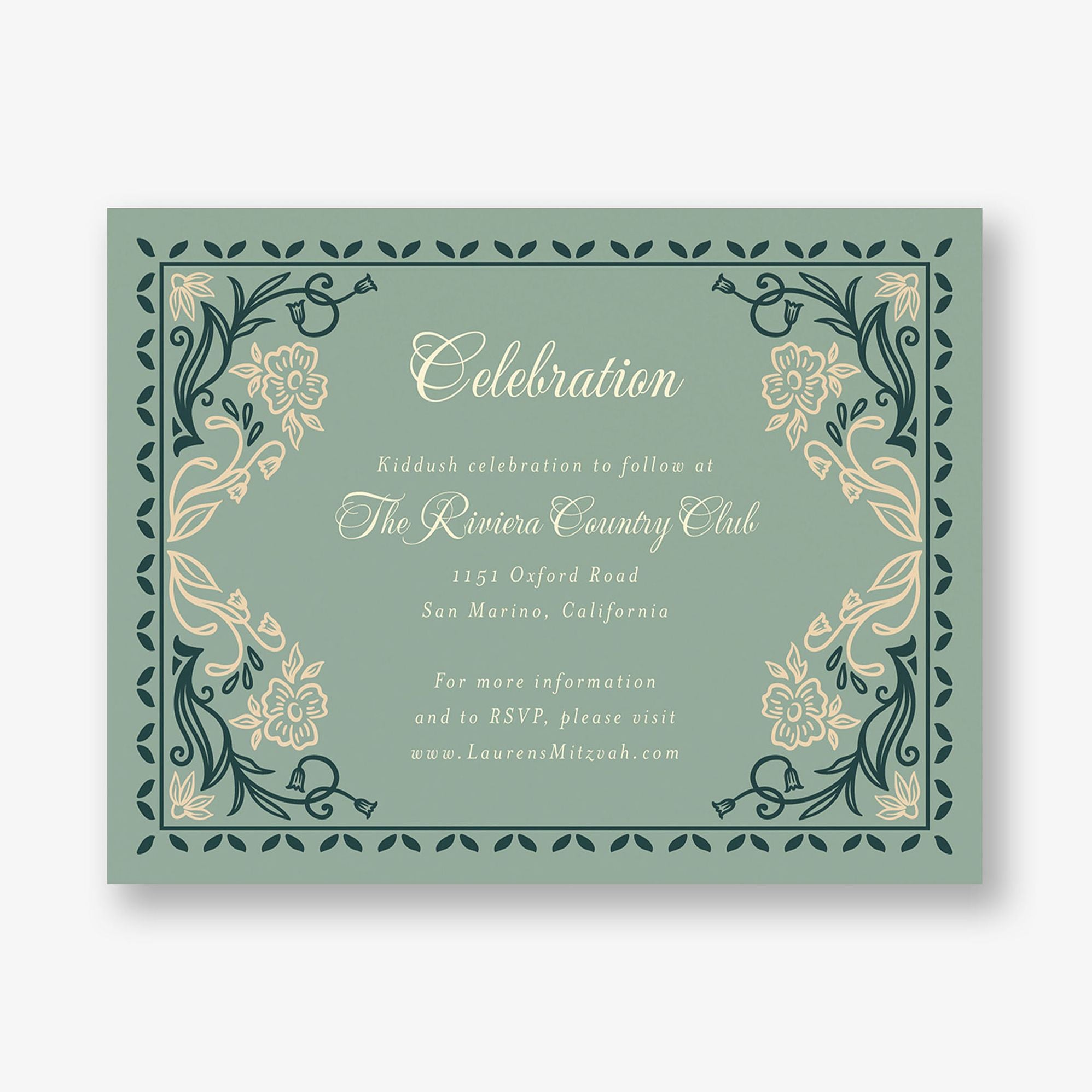 Alternative view of Folk Floral Bat Mitzvah Information