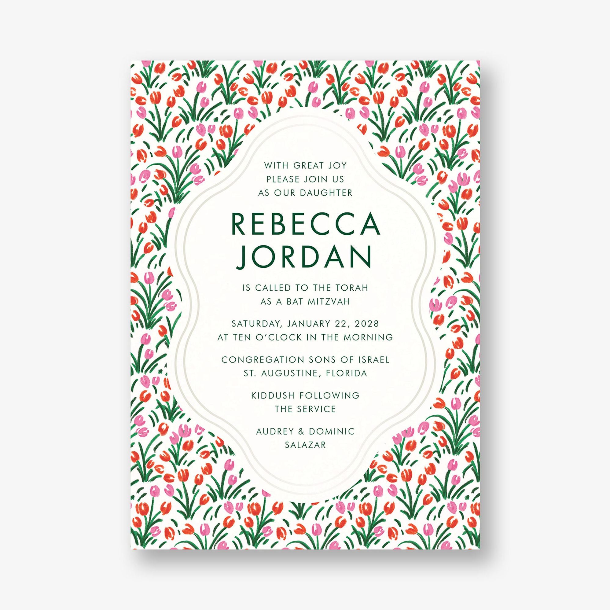 Tulip Field Foil Bat Mitzvah Invitation - Image 4