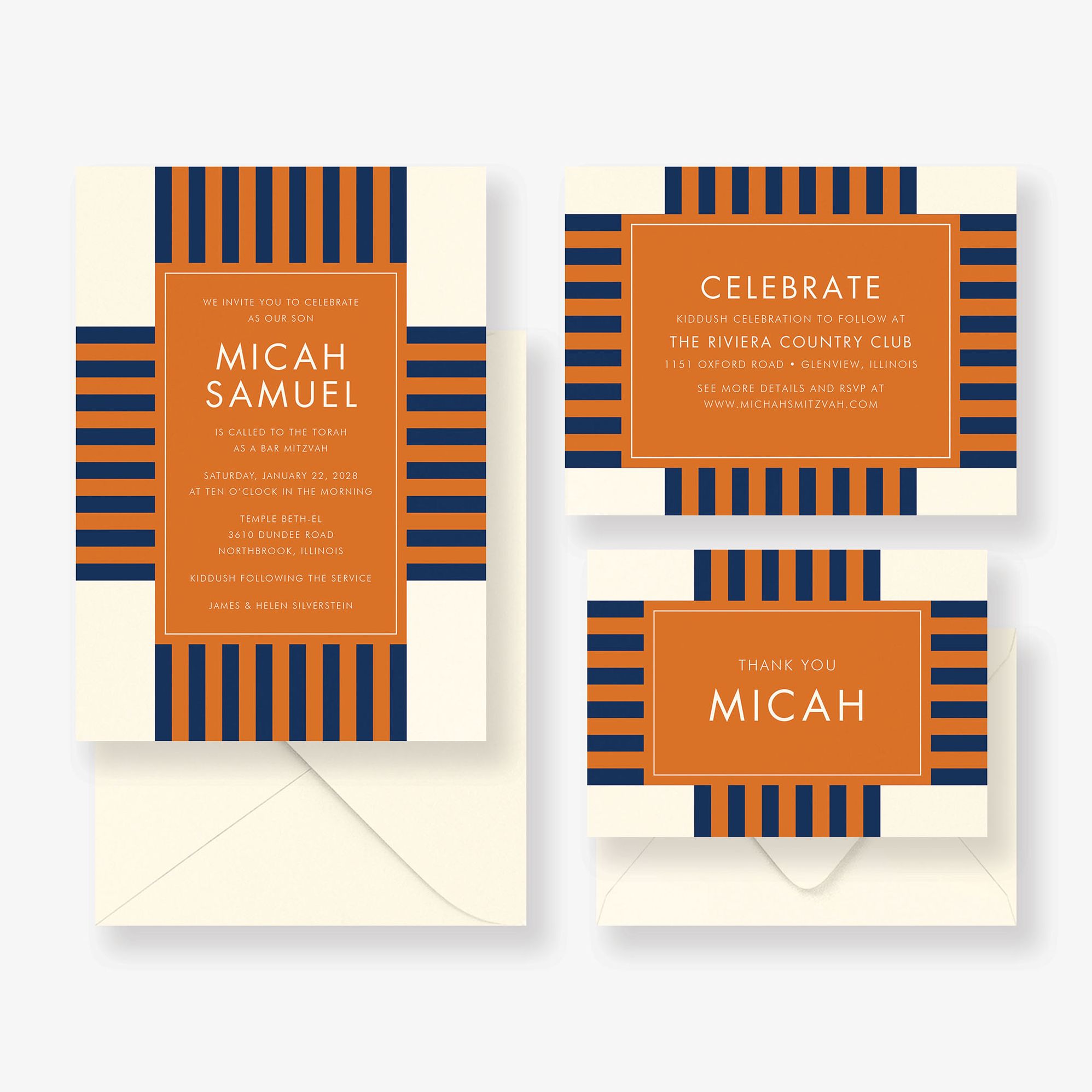 Striped Geo Bar Mitzvah Invitation - Image 5